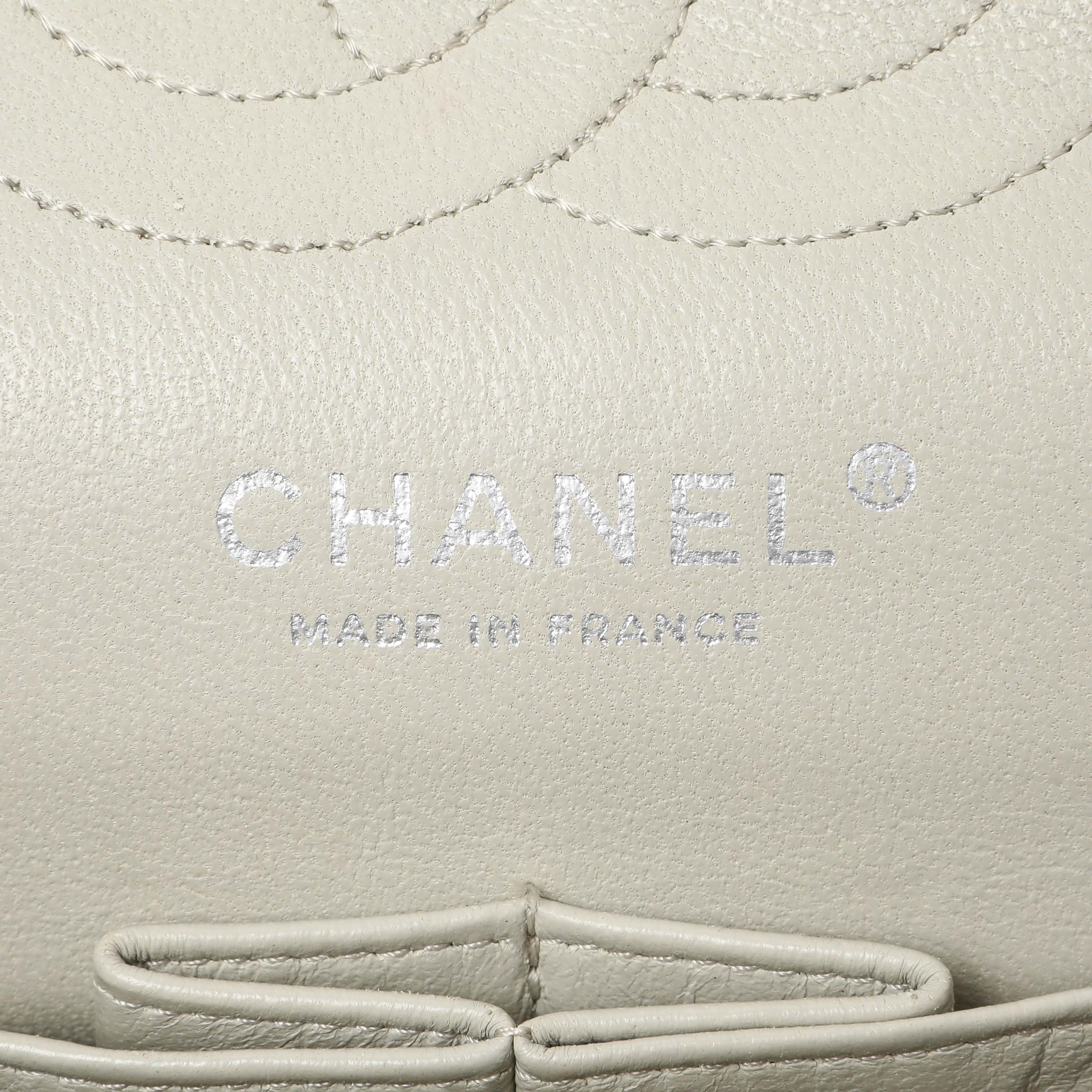 Chanel Beige Crinkled Patent Medium Double Flap - Image 5