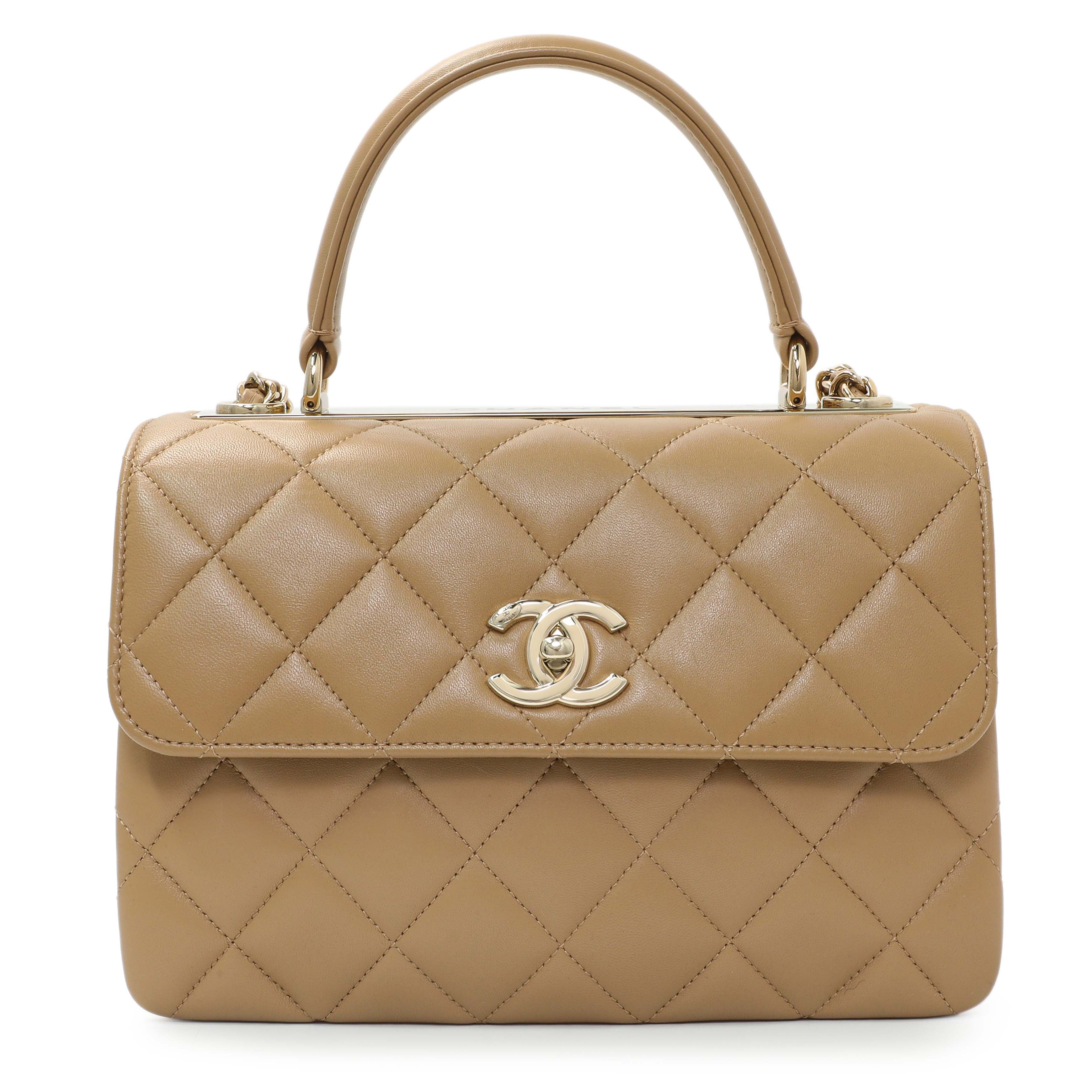 Chanel Beige Lambskin Quilted Small Trendy CC Dual Handle Flap Bag - Image 2
