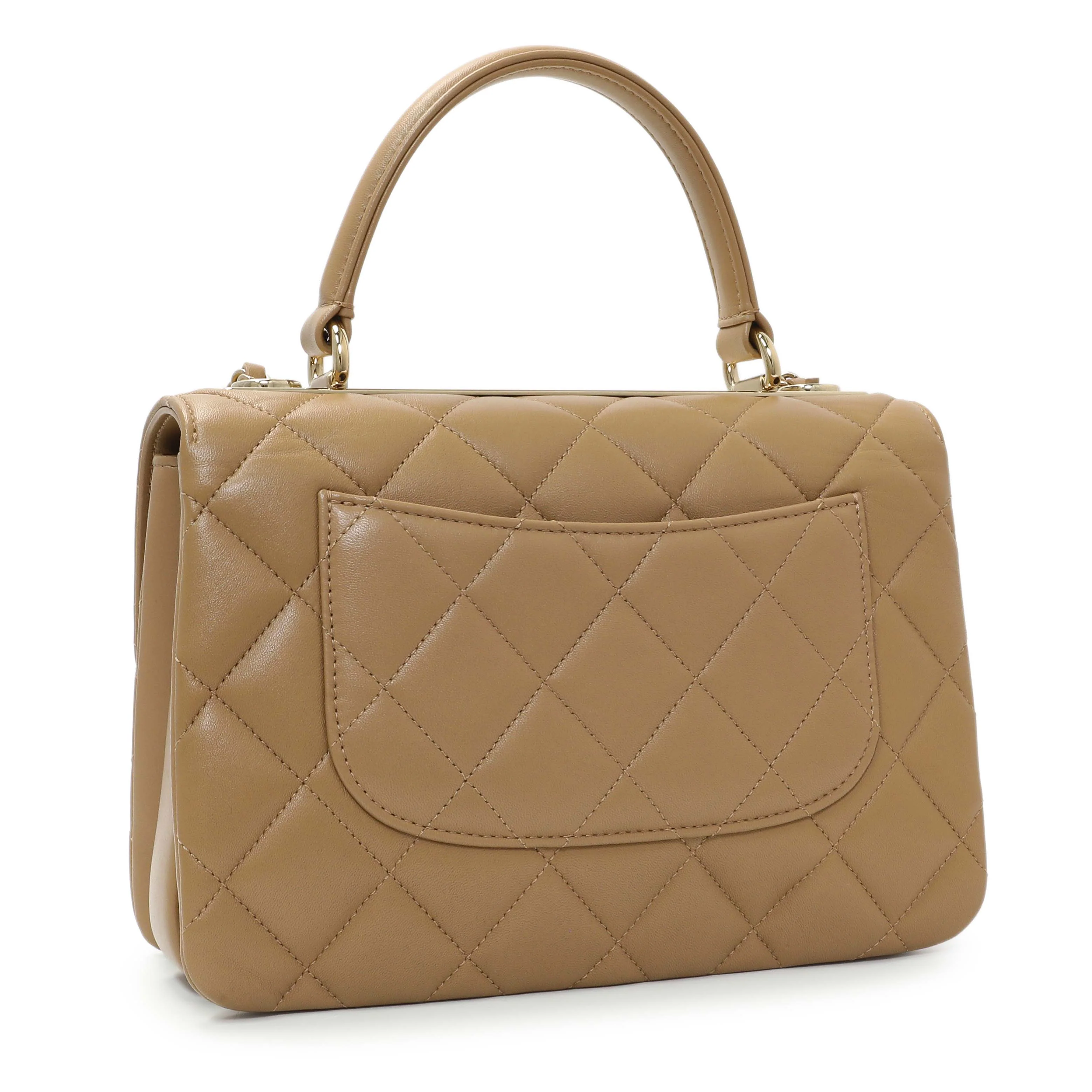 Chanel Beige Lambskin Quilted Small Trendy CC Dual Handle Flap Bag - Image 3