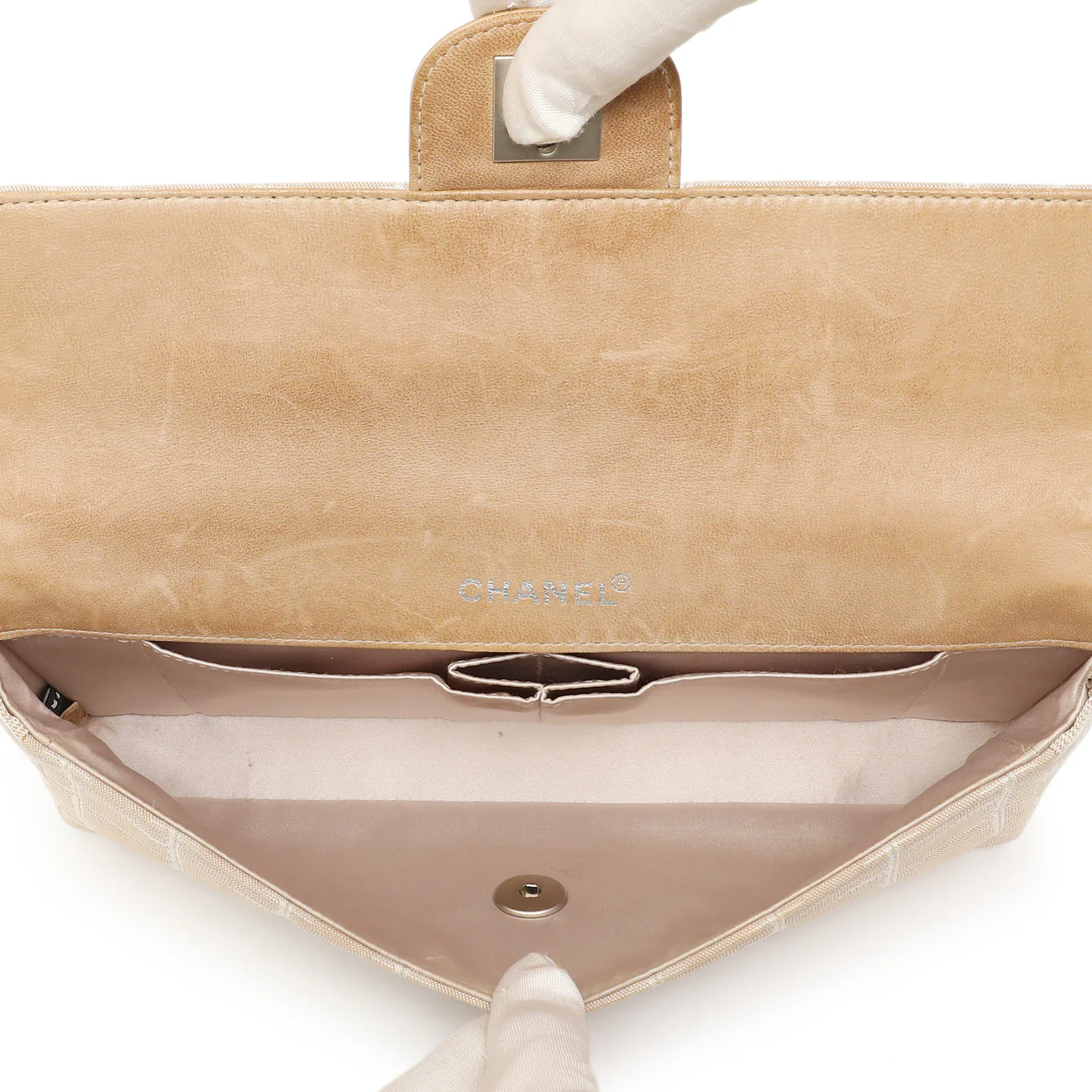 Chanel Beige Nylon Travel East West Flap - Image 6