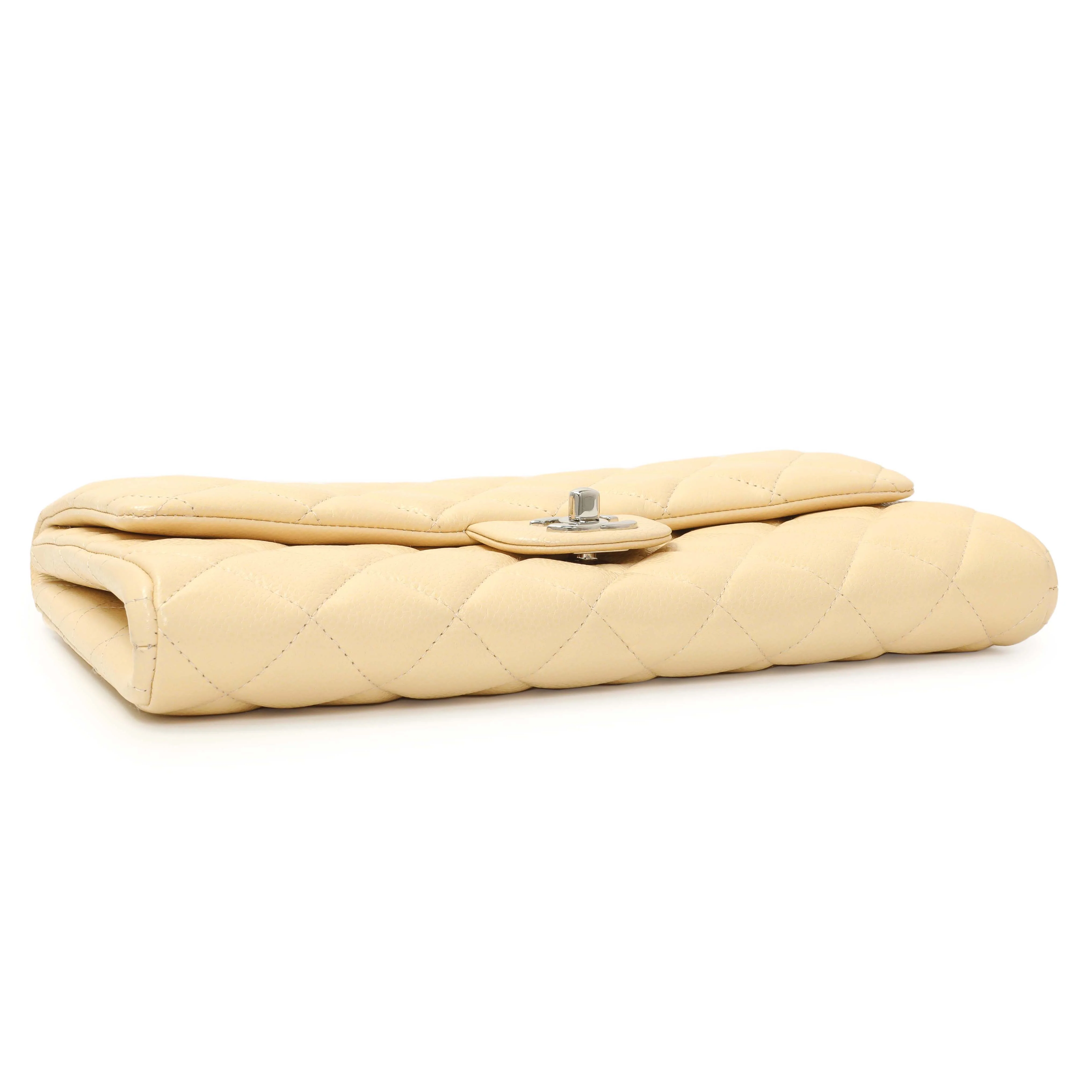 Chanel Beige Quilted Caviar Clutch With Chain Flap - Image 4