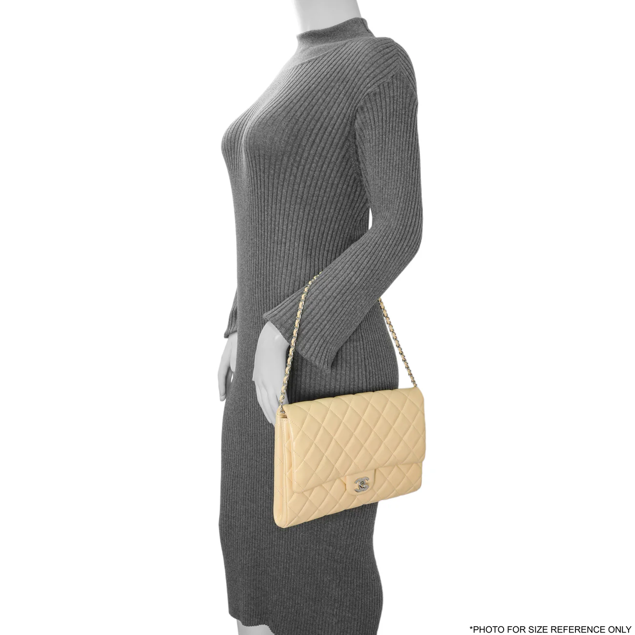 Chanel Beige Quilted Caviar Clutch With Chain Flap - Image 8