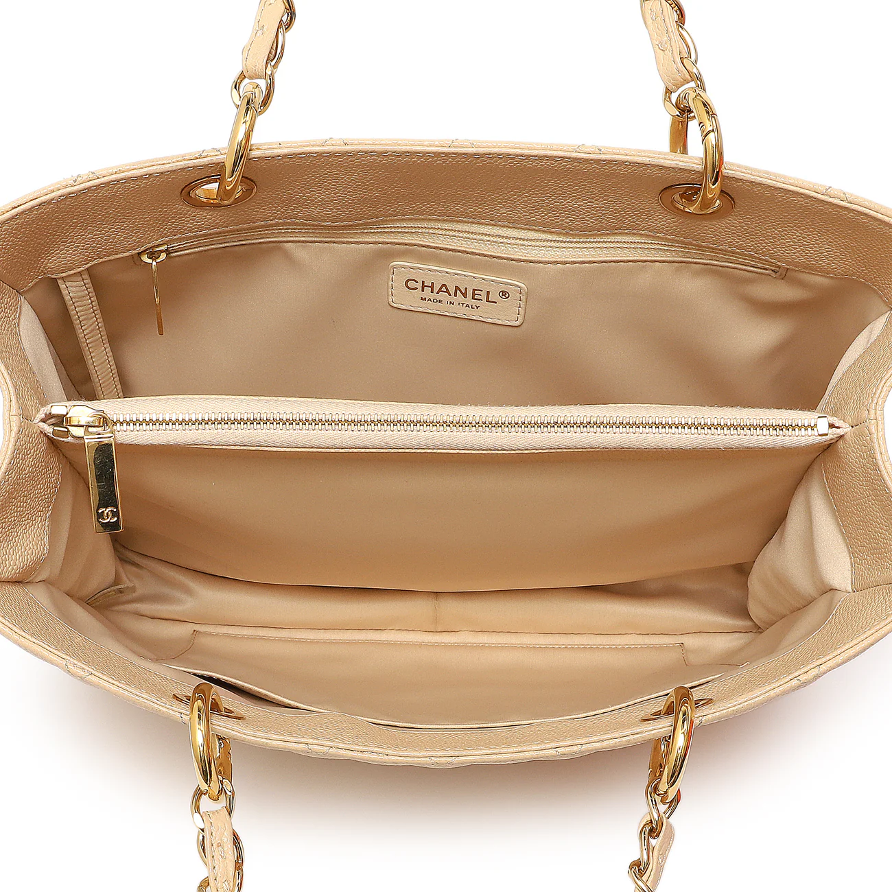 Chanel Beige Quilted Caviar Grand Shopping Tote GST - Image 8