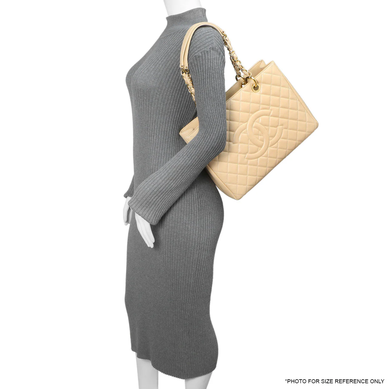 Chanel Beige Quilted Caviar Grand Shopping Tote GST - Image 12