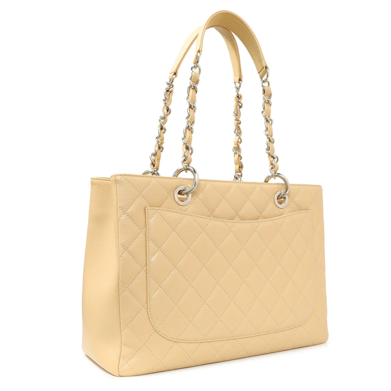 Chanel Beige Quilted Caviar Grand Shopping Tote GST - Image 2