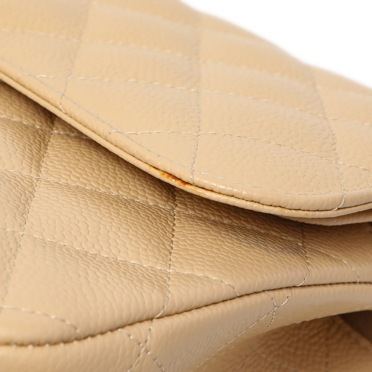 Chanel Beige Quilted Caviar Jumbo Classic Double Flap - Image 10