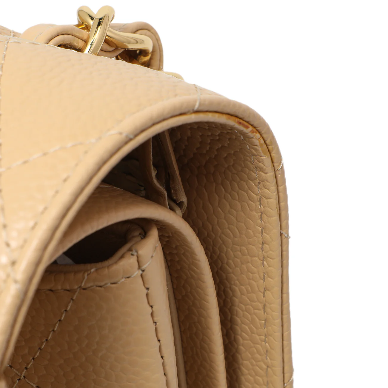 Chanel Beige Quilted Caviar Jumbo Classic Double Flap - Image 11