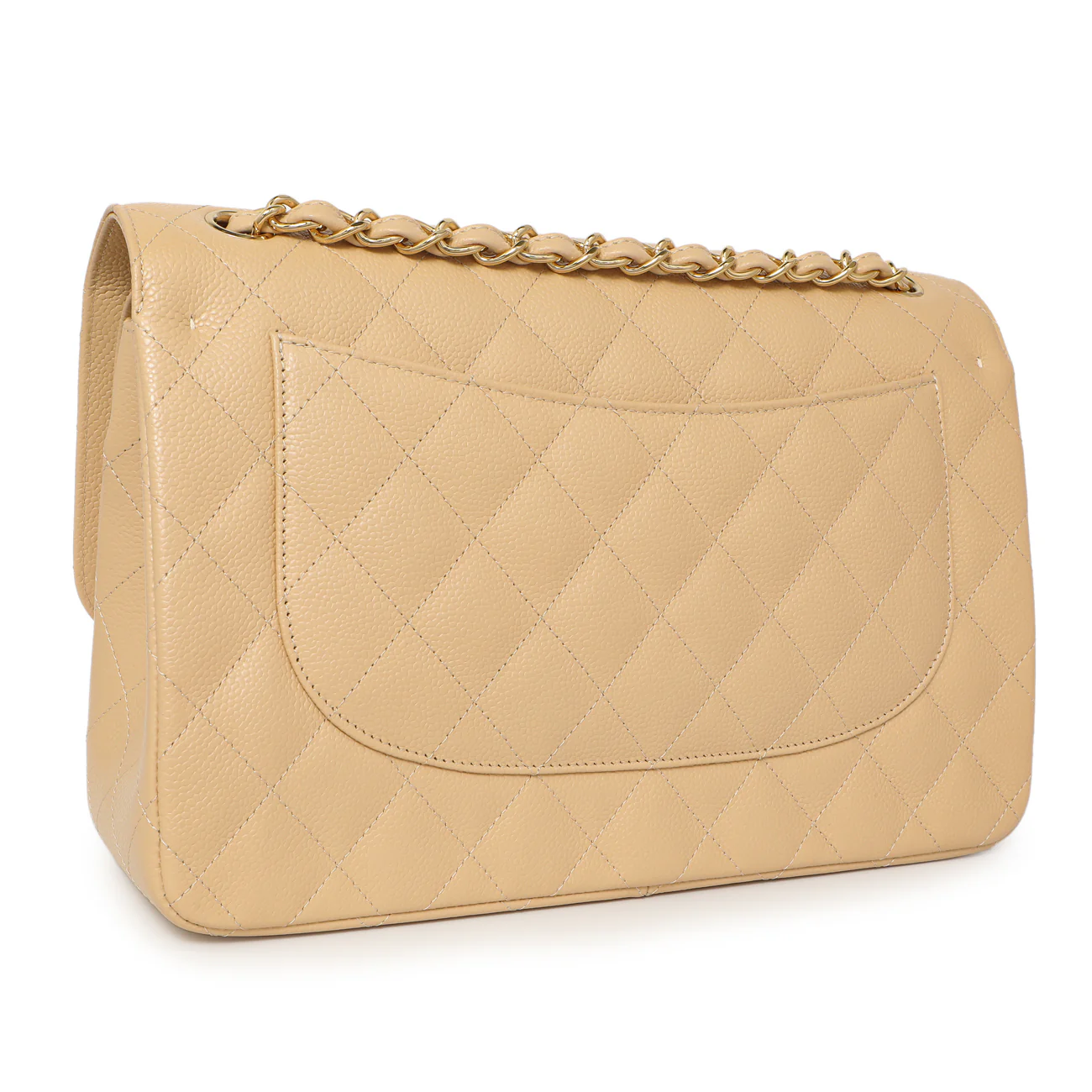 Chanel Beige Quilted Caviar Jumbo Classic Double Flap - Image 3