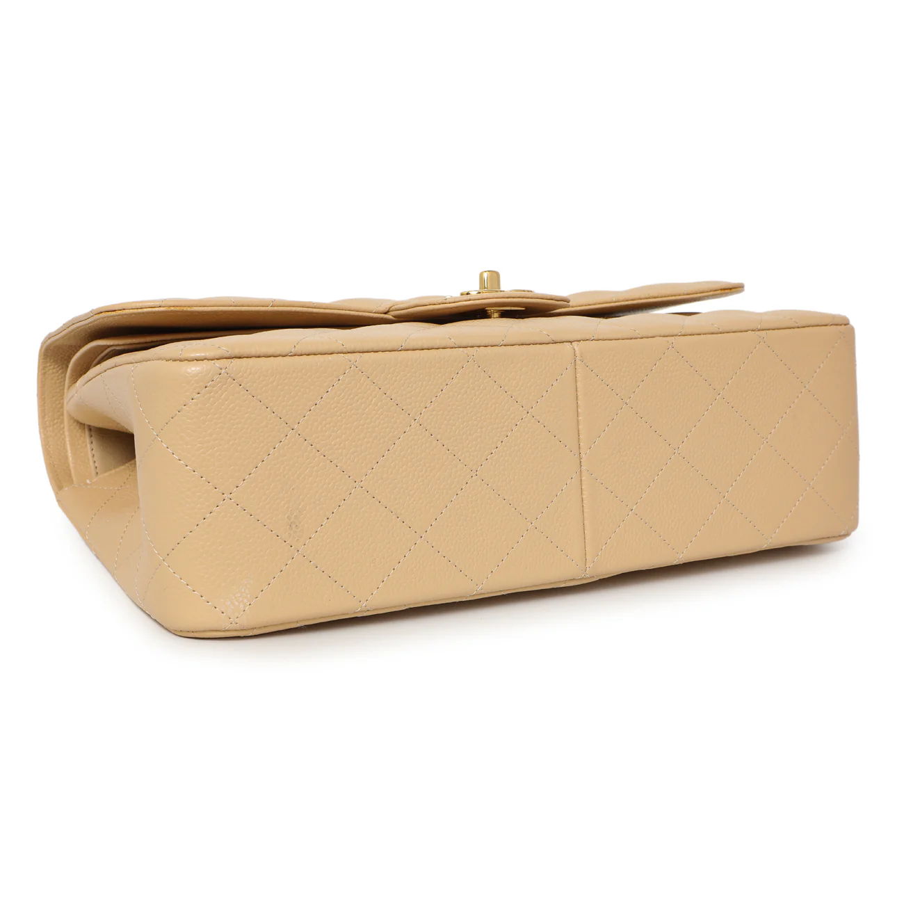 Chanel Beige Quilted Caviar Jumbo Classic Double Flap - Image 4