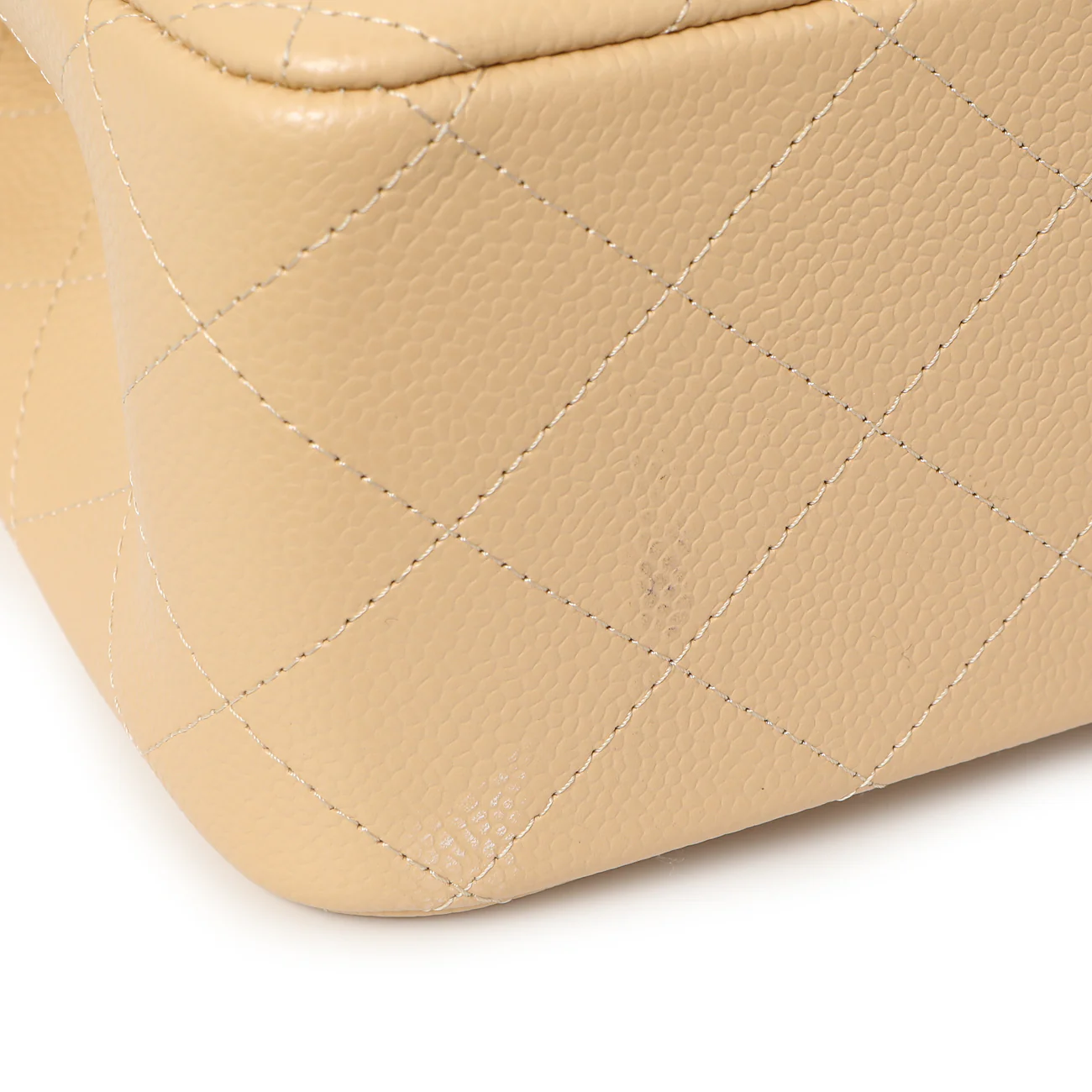Chanel Beige Quilted Caviar Jumbo Classic Double Flap - Image 8