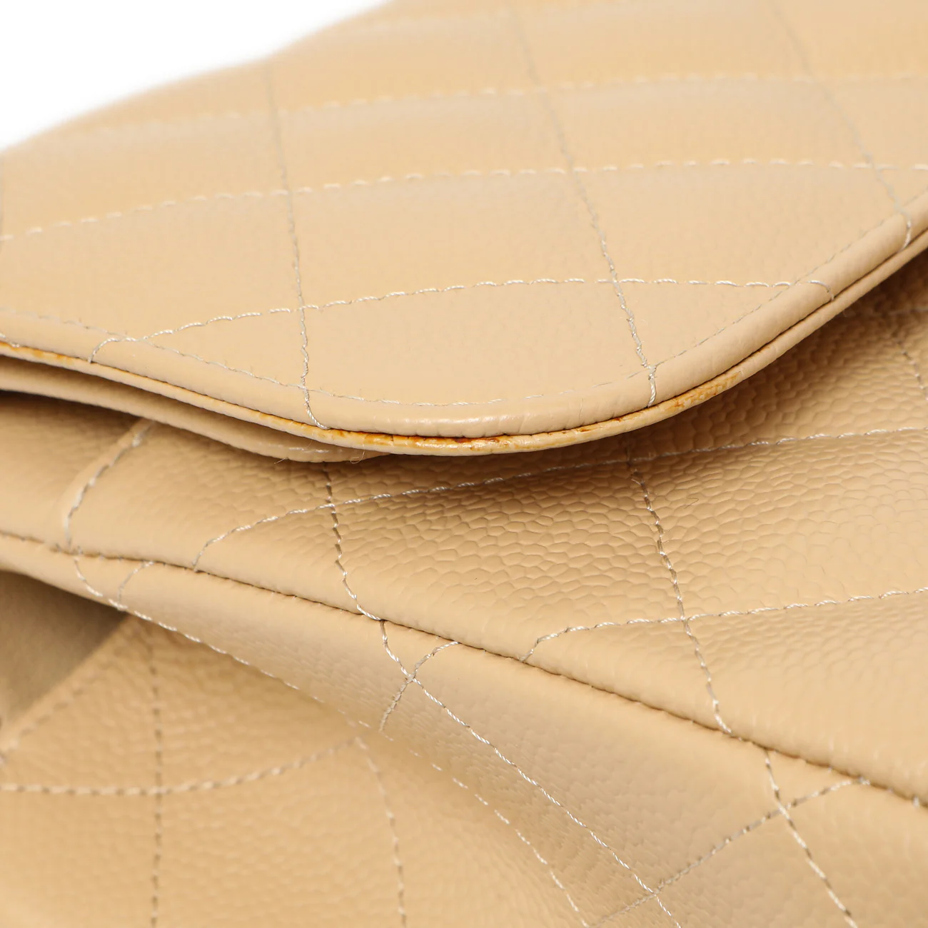 Chanel Beige Quilted Caviar Jumbo Classic Double Flap - Image 9