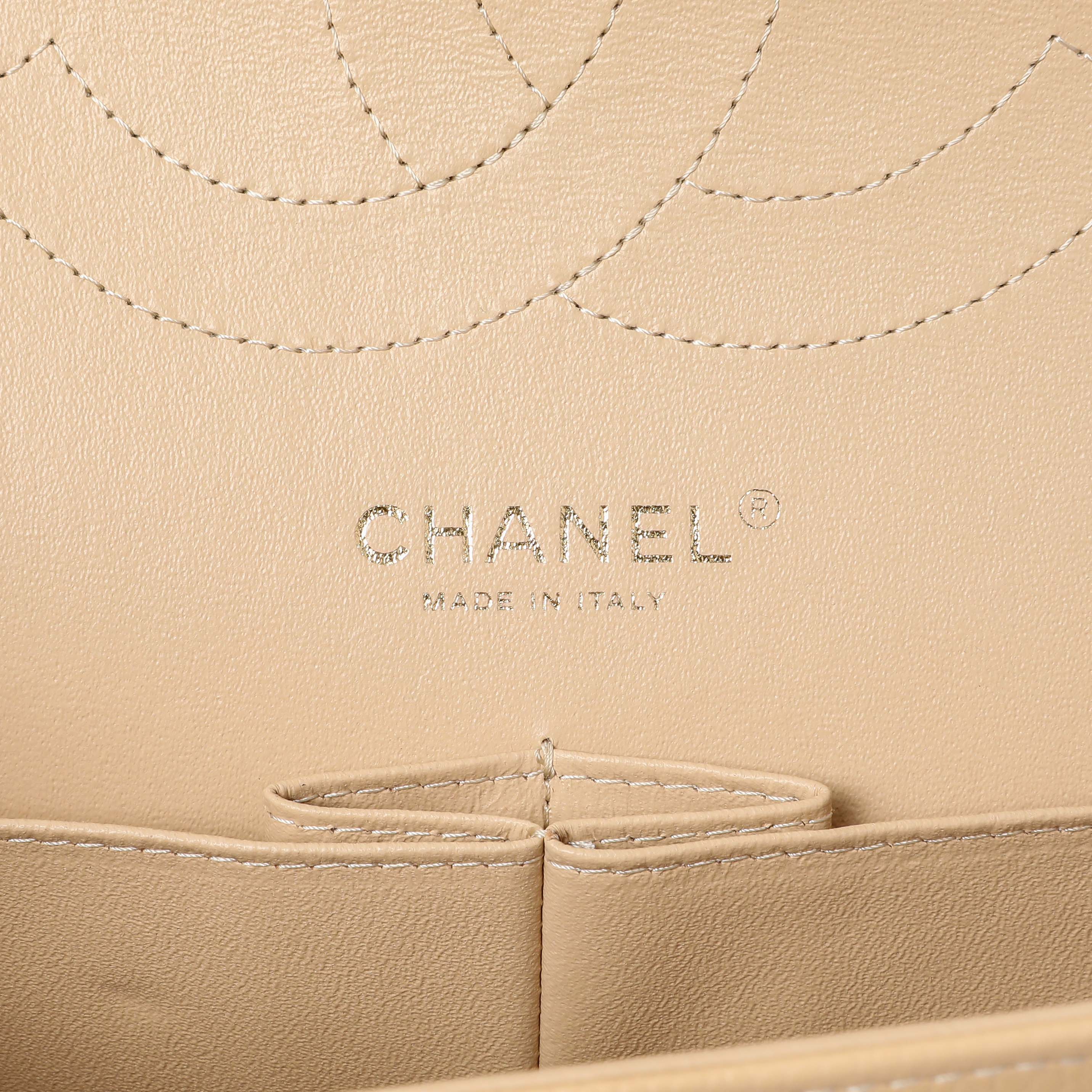 Chanel Beige Quilted Caviar Jumbo Classic Double Flap - Image 5