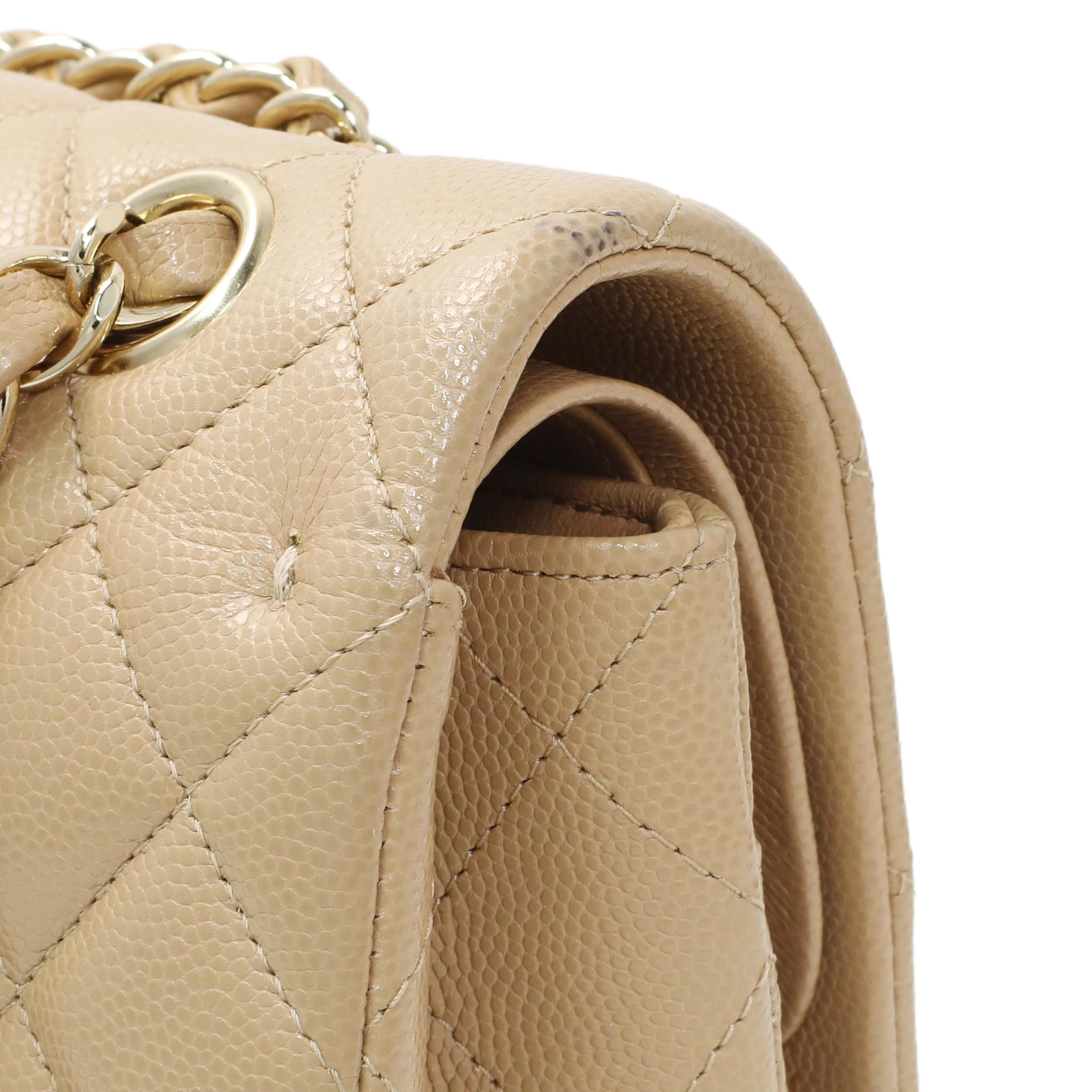 Chanel Beige Quilted Caviar Medium Double Flap - Image 11