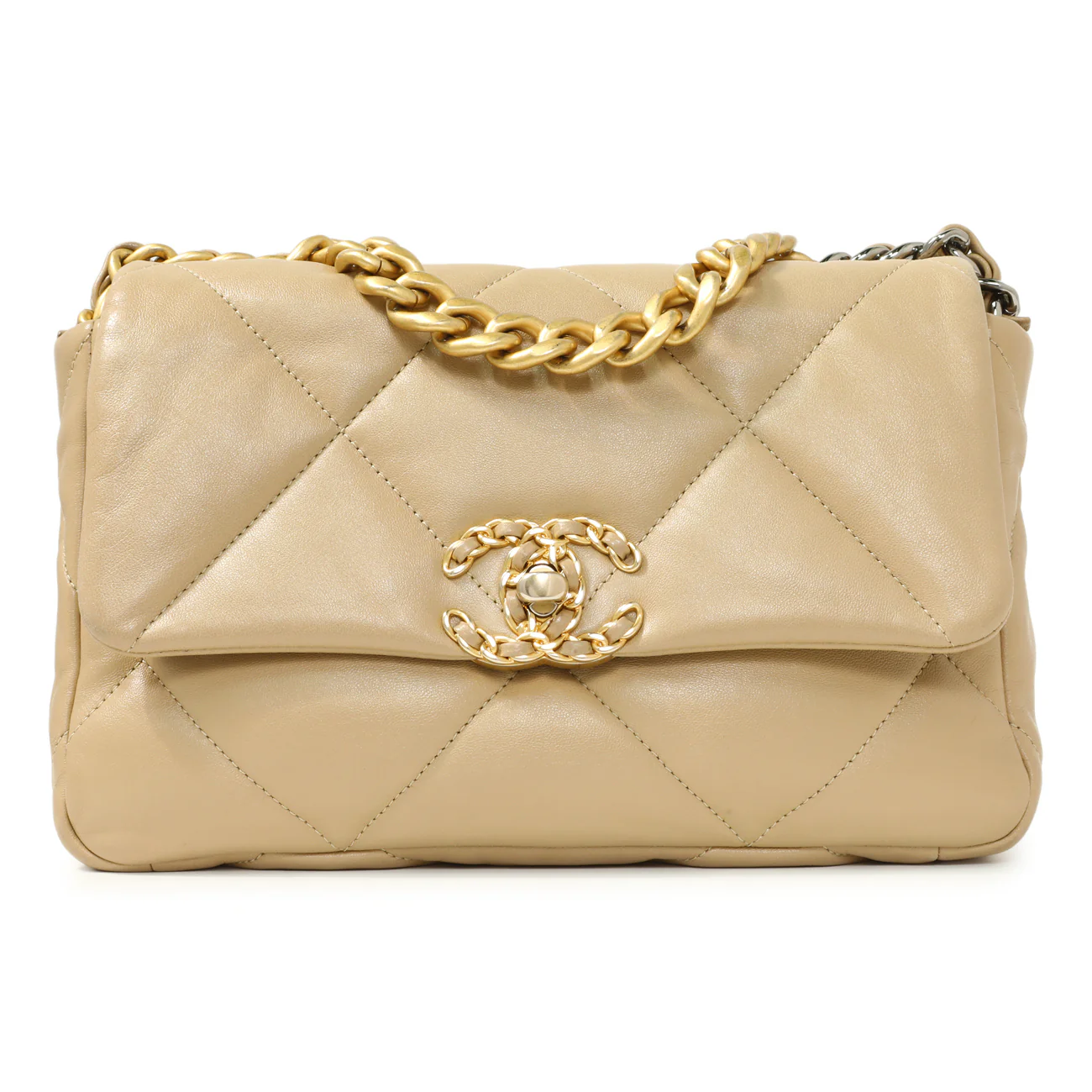 Chanel Beige Quilted Lambskin Medium Chanel 19 Flap - Image 2