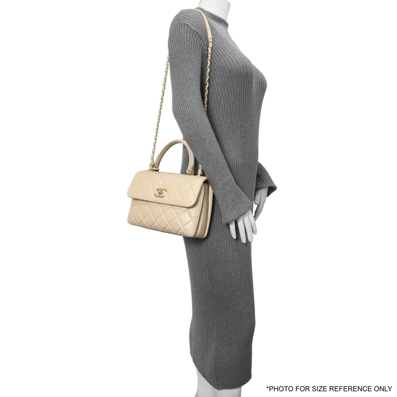 Chanel Beige Quilted Lambskin Small Trendy CC Flap Handle Bag - Image 12