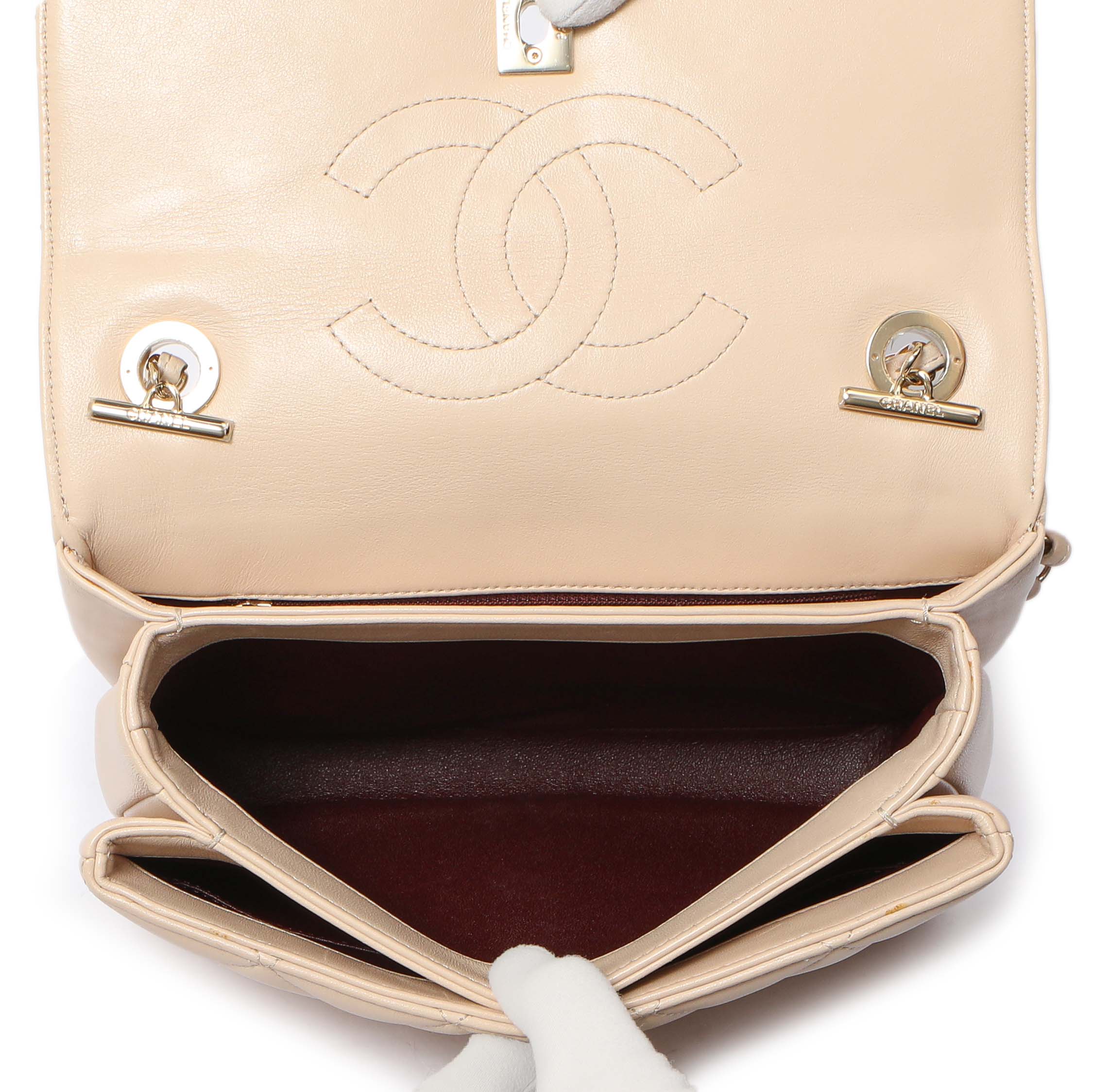 Chanel Beige Quilted Lambskin Small Trendy CC Flap Handle Bag - Image 8