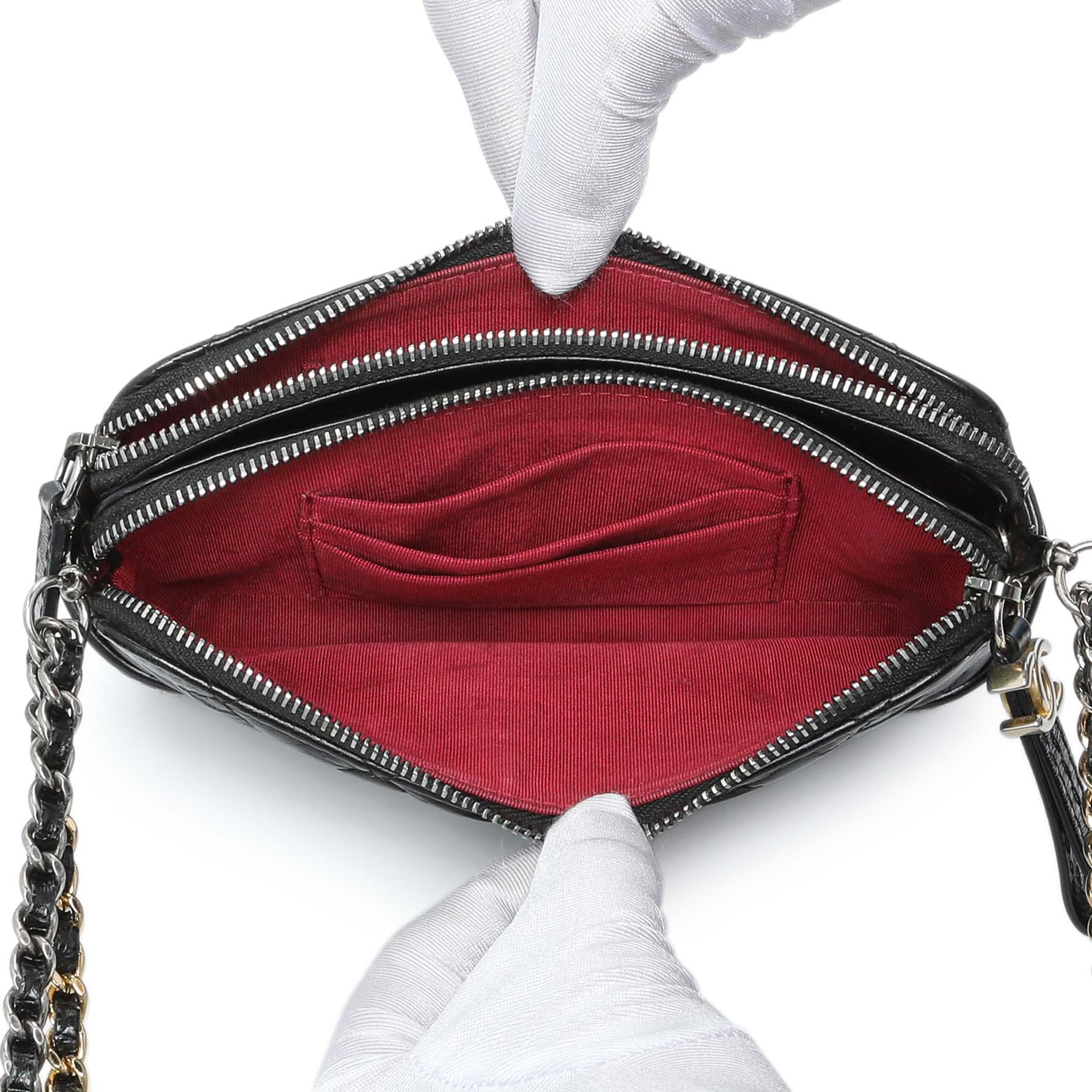 Chanel Black Aged Calfskin Gabrielle Clutch With Chain - Image 8