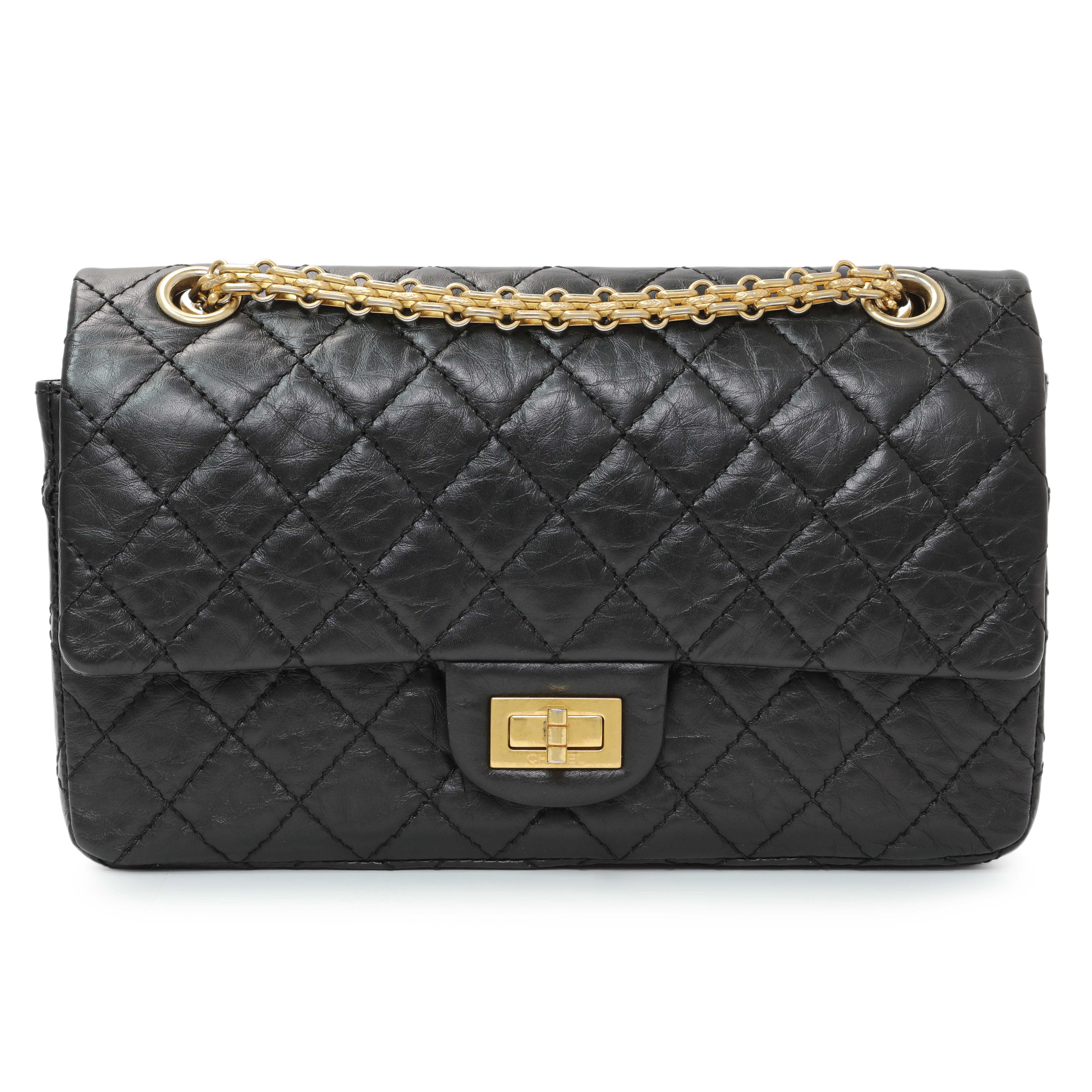 Chanel Black Aged Calfskin Quilted 2.55 Reissue 225 Flap