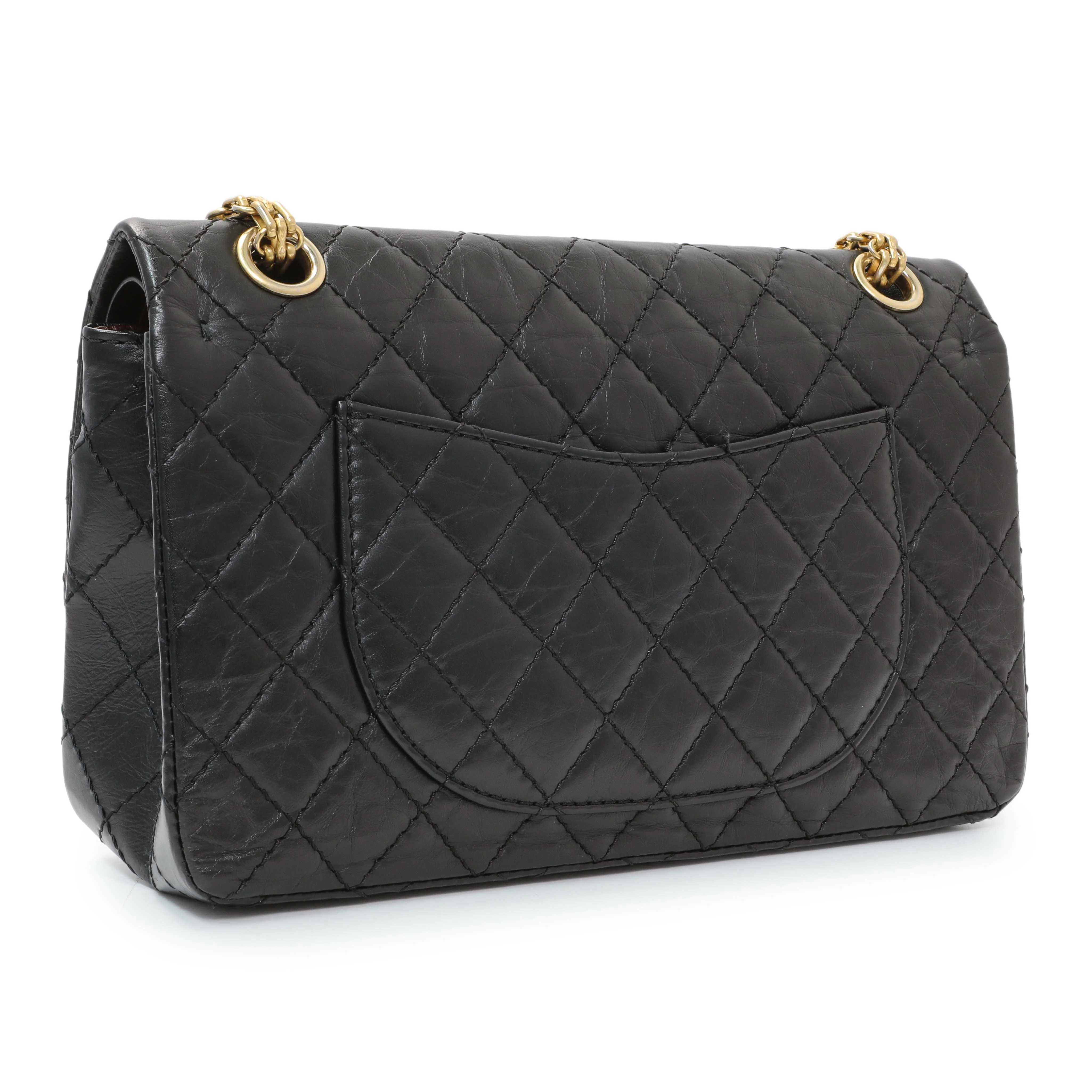 Chanel Black Aged Calfskin Quilted 2.55 Reissue 225 Flap - Image 2