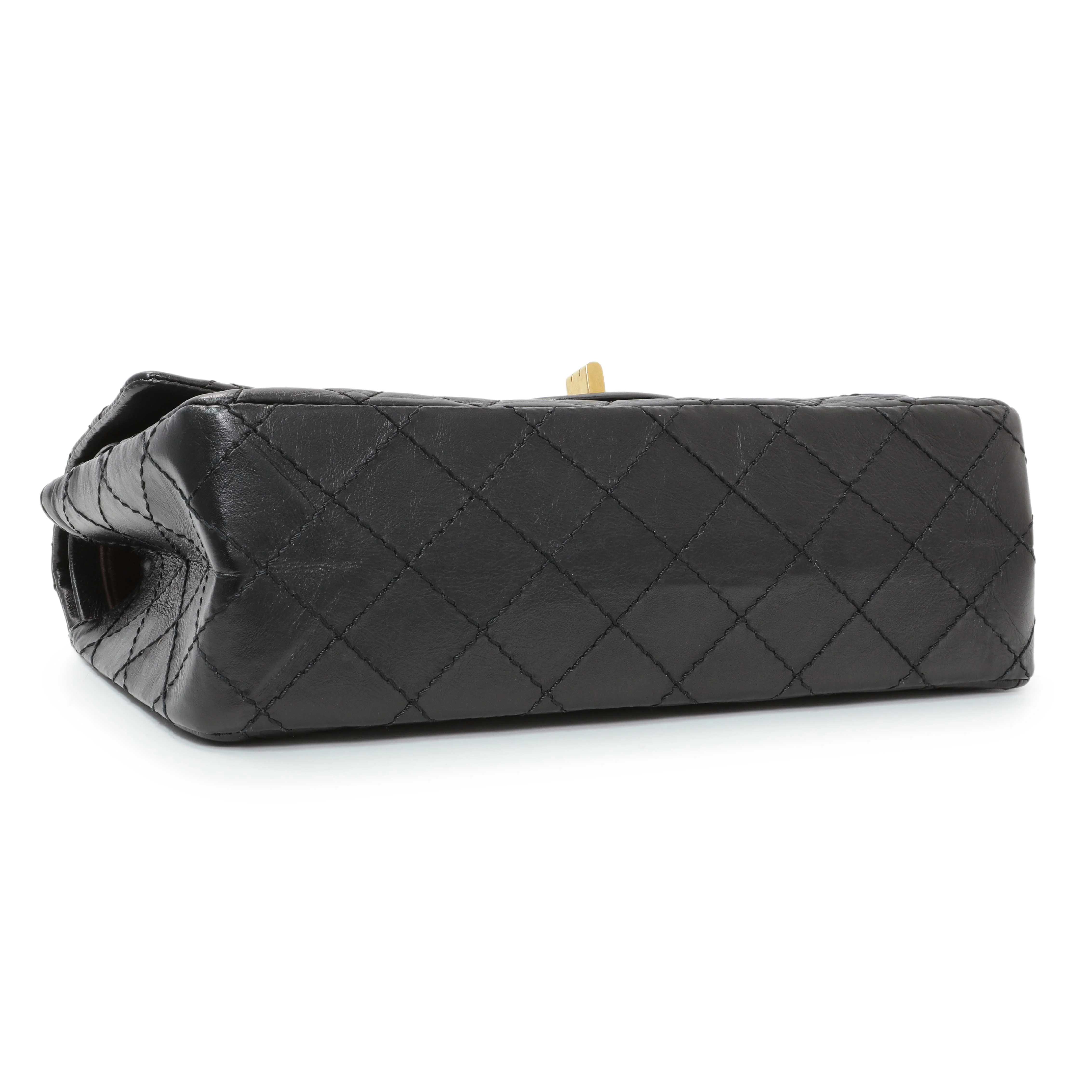 Chanel Black Aged Calfskin Quilted 2.55 Reissue 225 Flap - Image 3