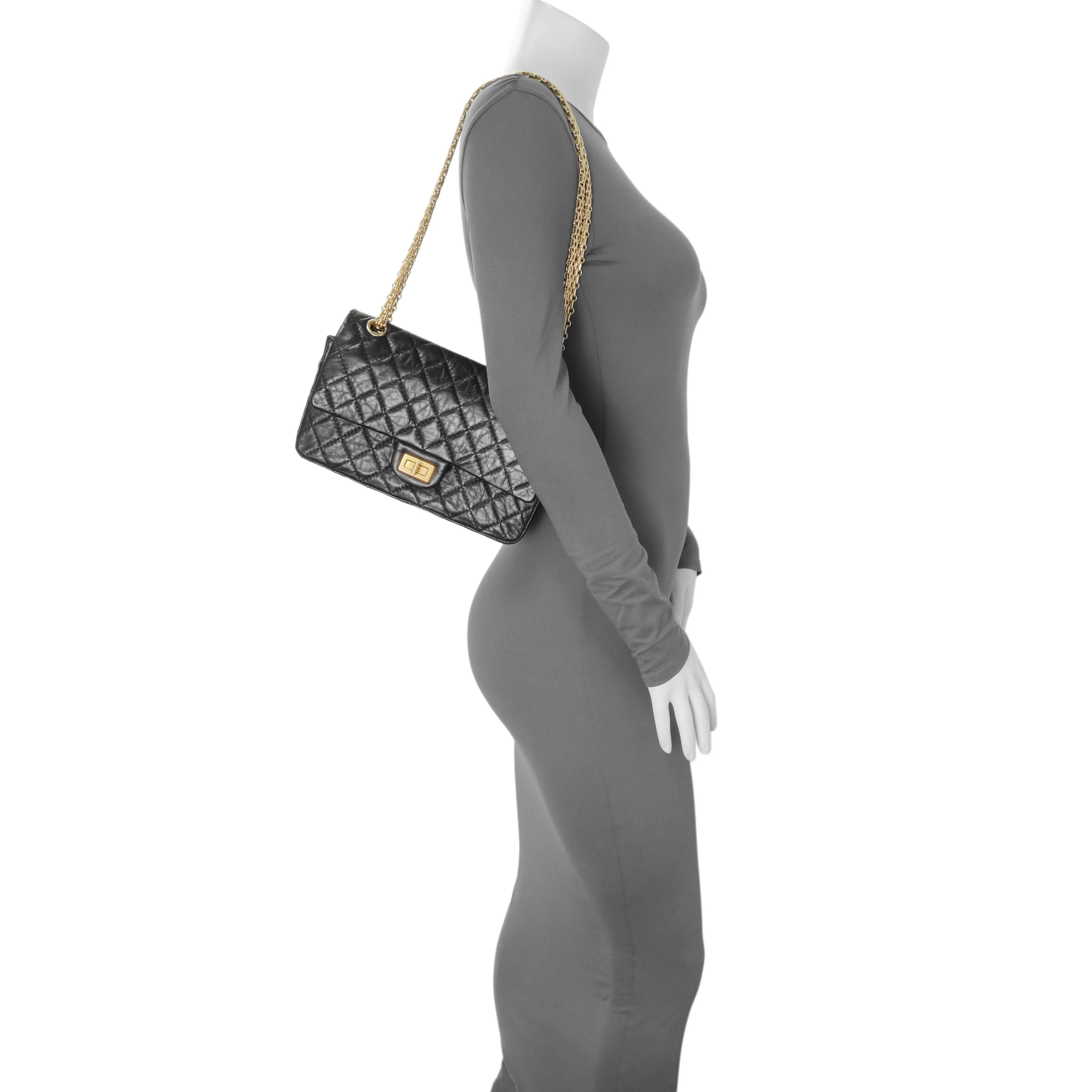 Chanel Black Aged Calfskin Quilted 2.55 Reissue 225 Flap - Image 7