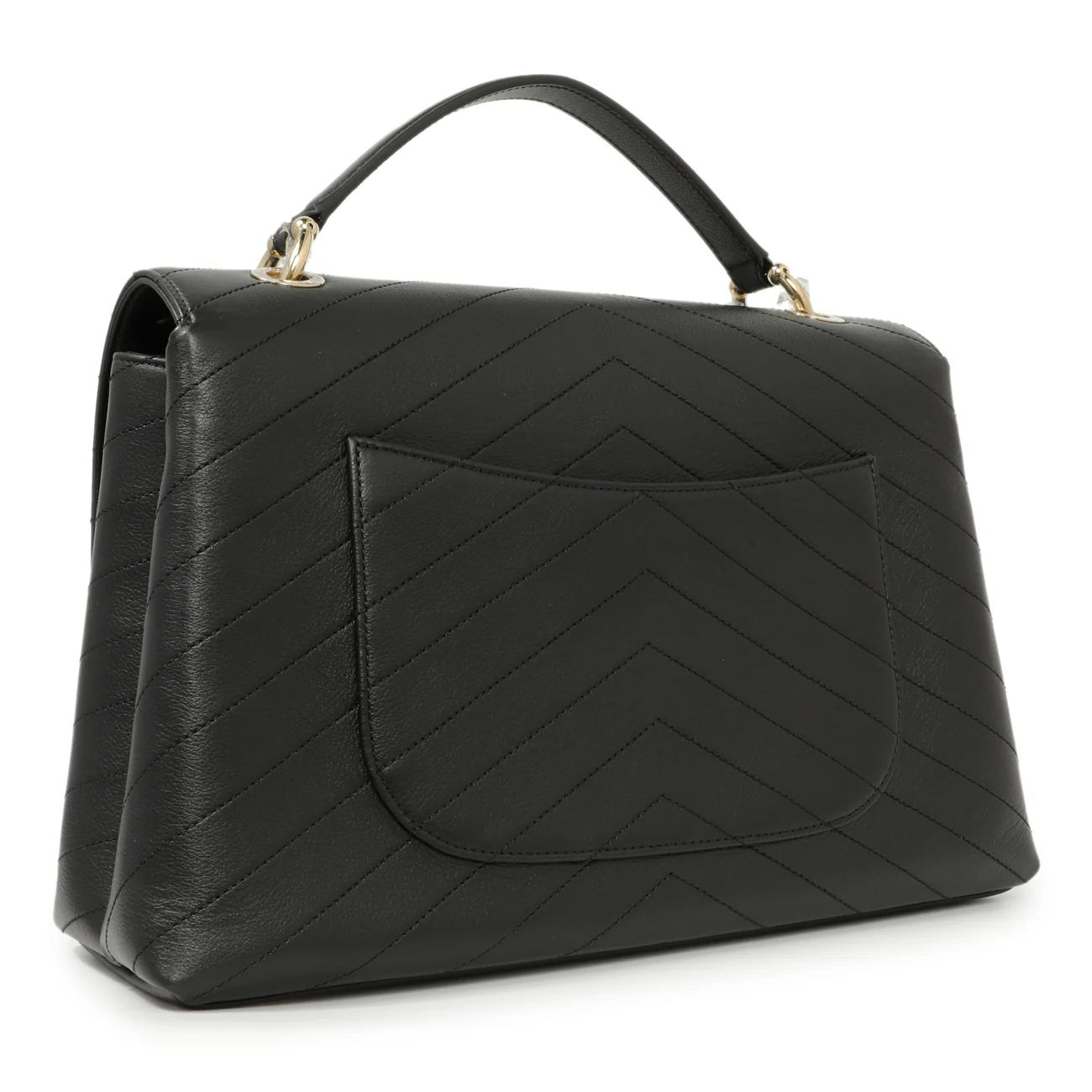 Chanel Black Calfskin Medium Chevron Chic Top Handle Flap - Image 2