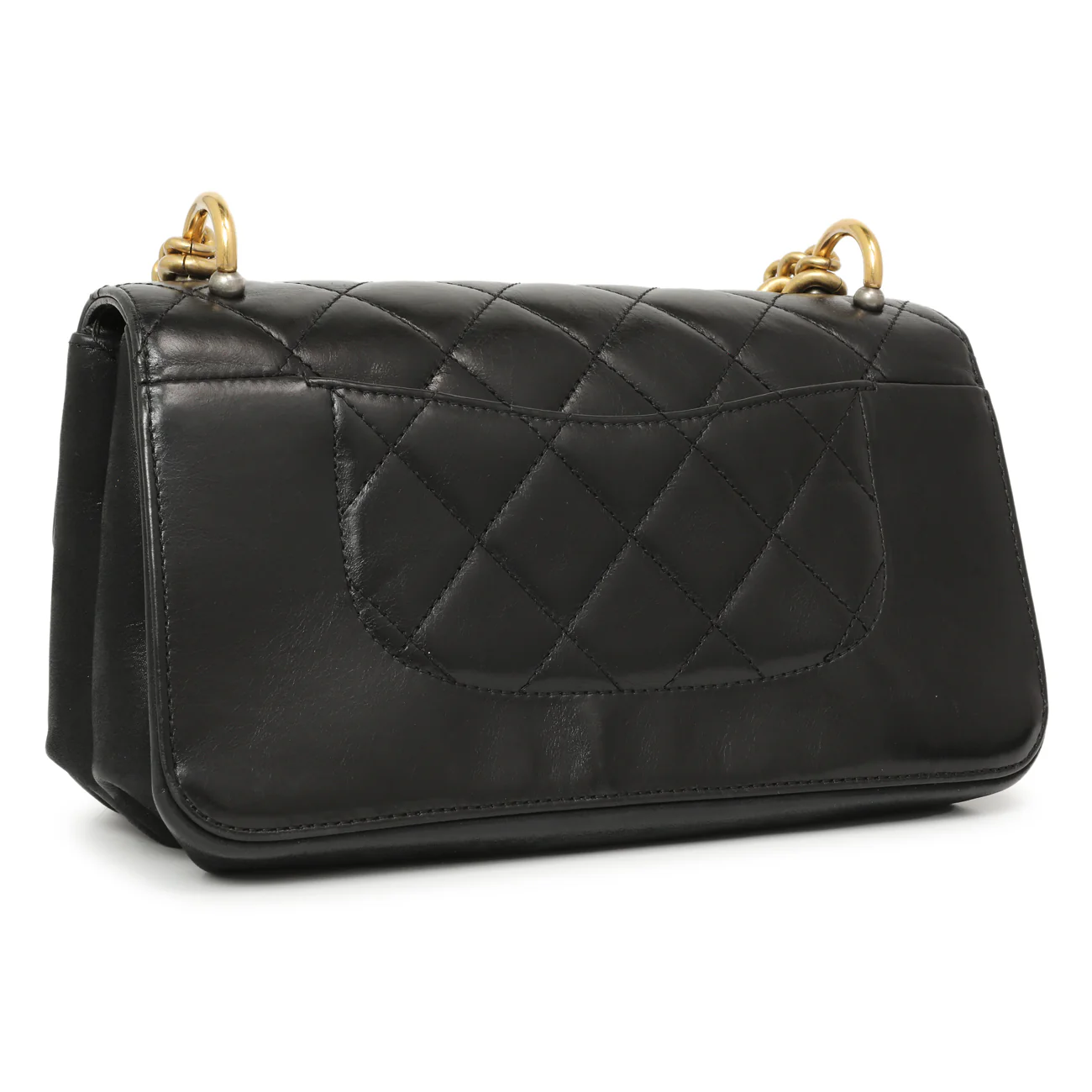 Chanel Black Calfskin Quilted Small Straight Lined Flap - Image 2