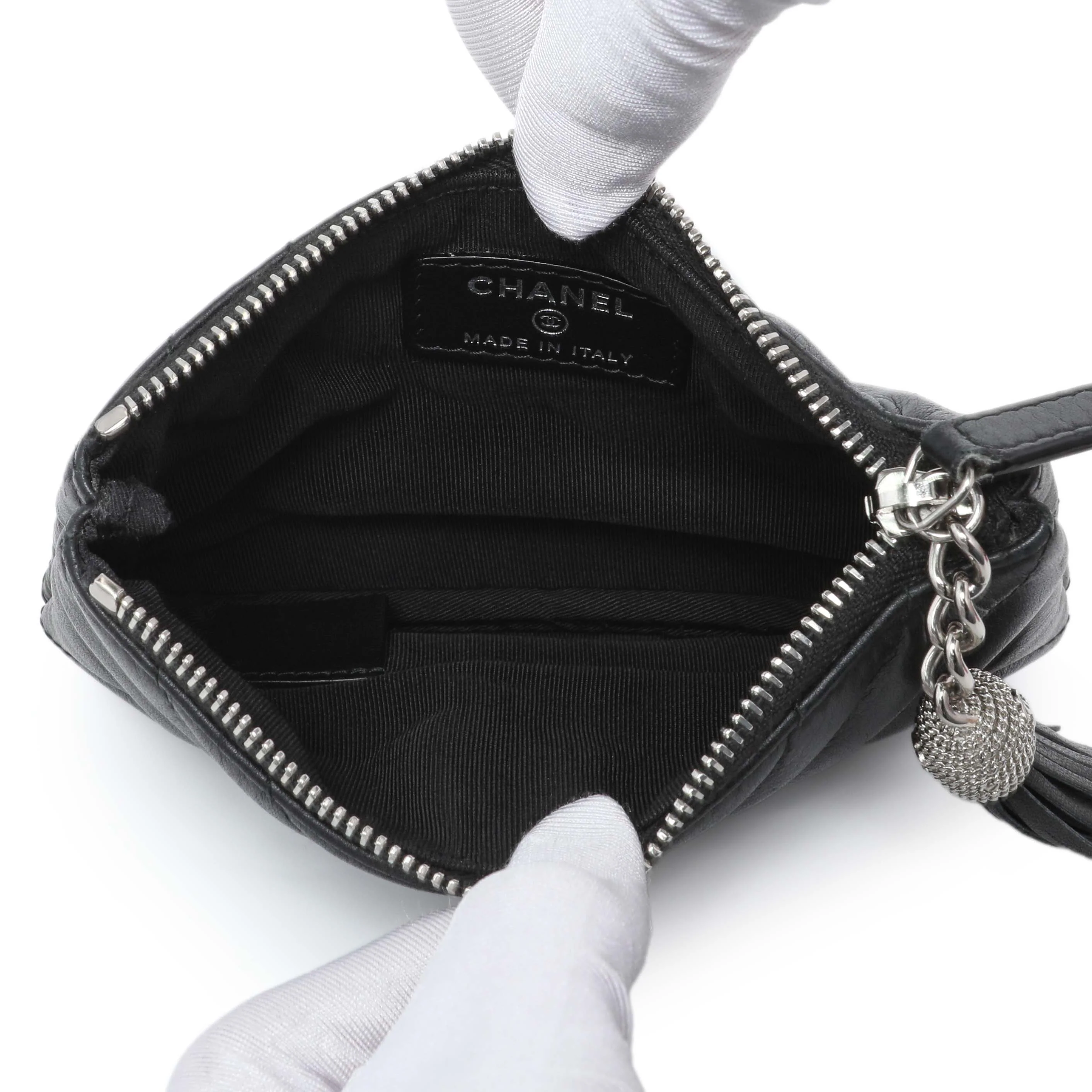 Chanel Black Calfskin Tassel Small Cosmetic Pouch - Image 4