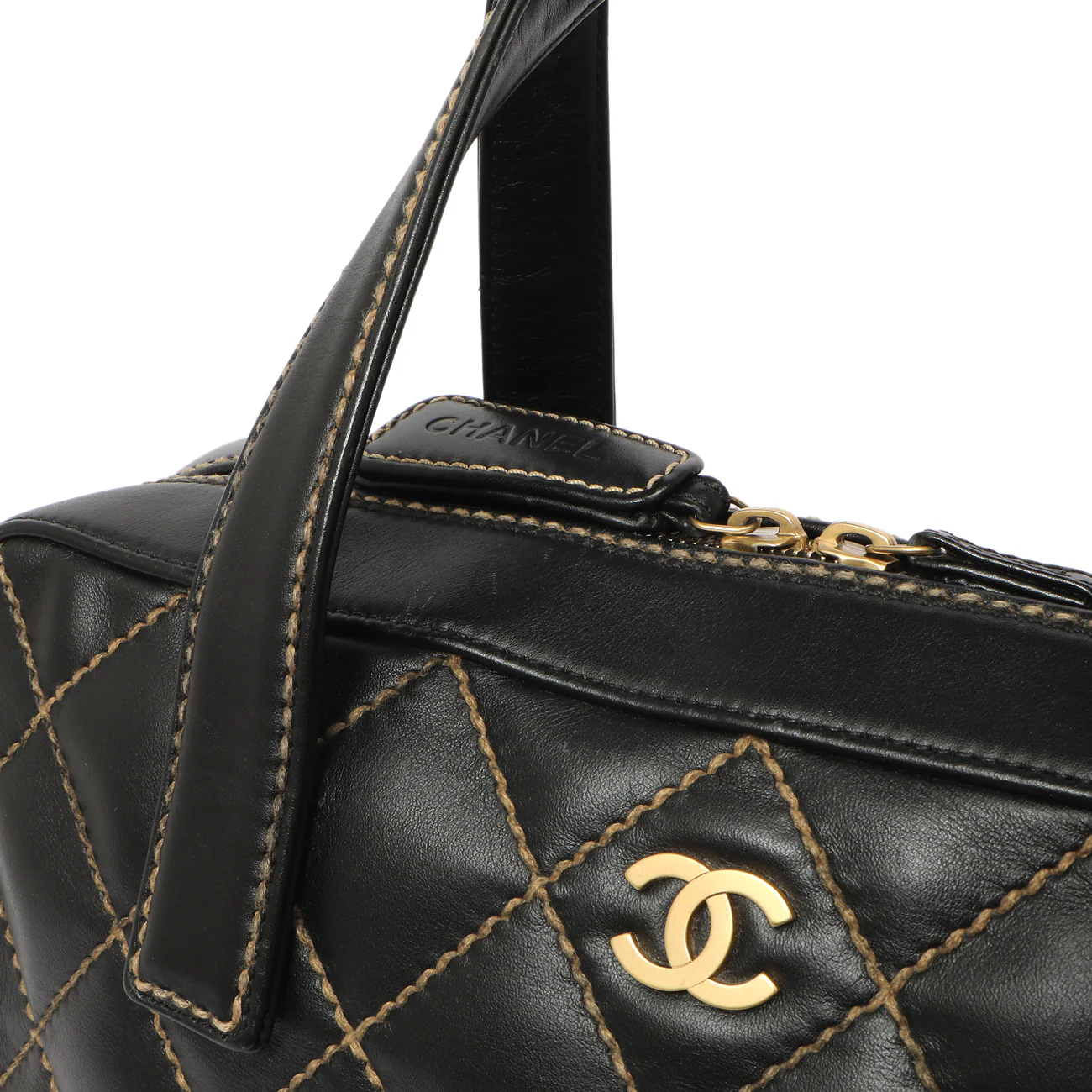 Chanel Black Calfskin Wild Stitch Top Handle - Image 12
