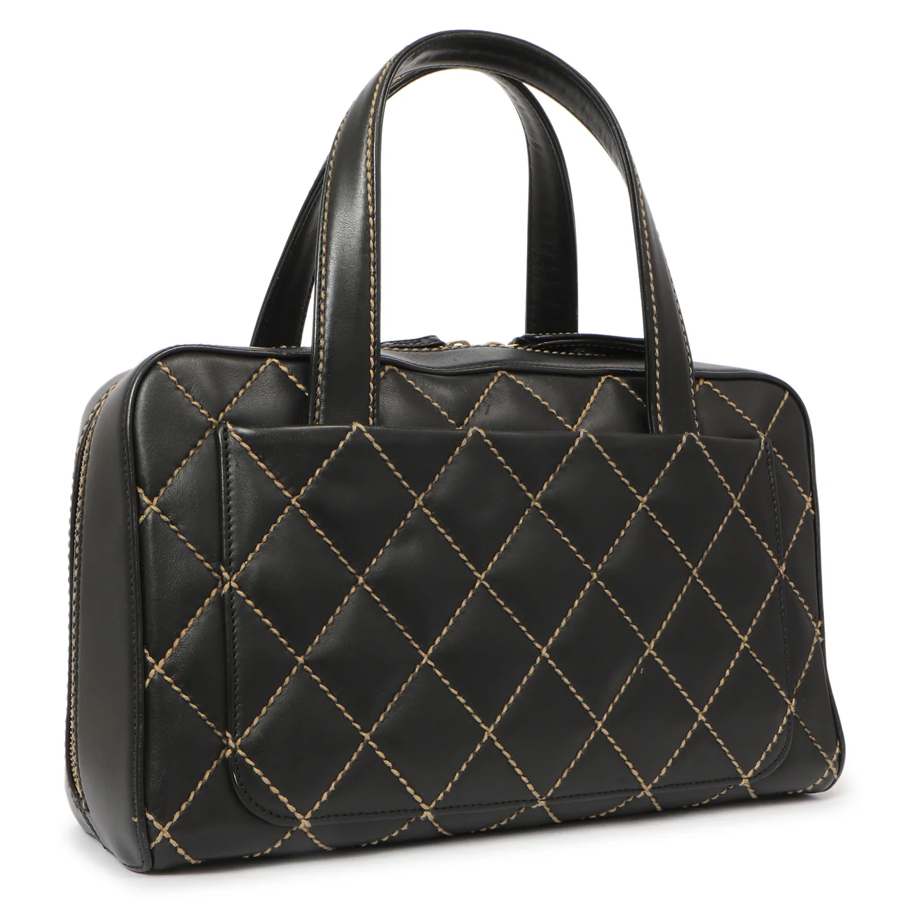 Chanel Black Calfskin Wild Stitch Top Handle - Image 2