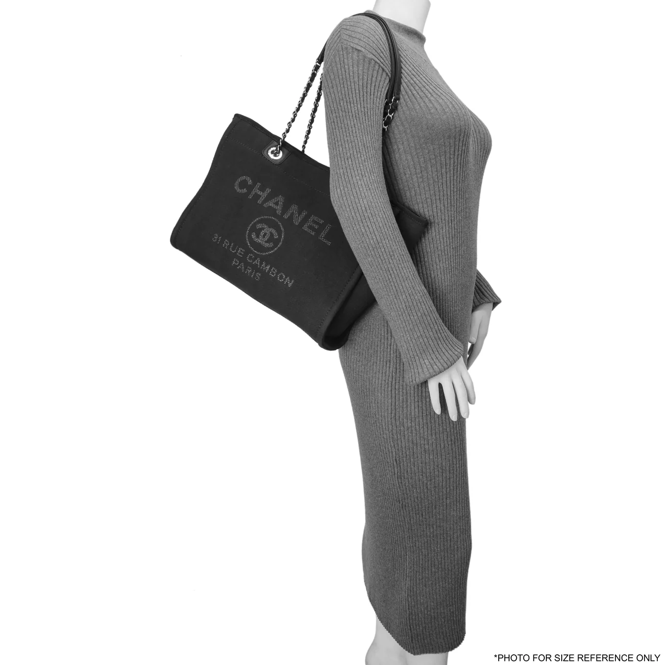 Chanel Black Canvas Small Deauville Tote - Image 9