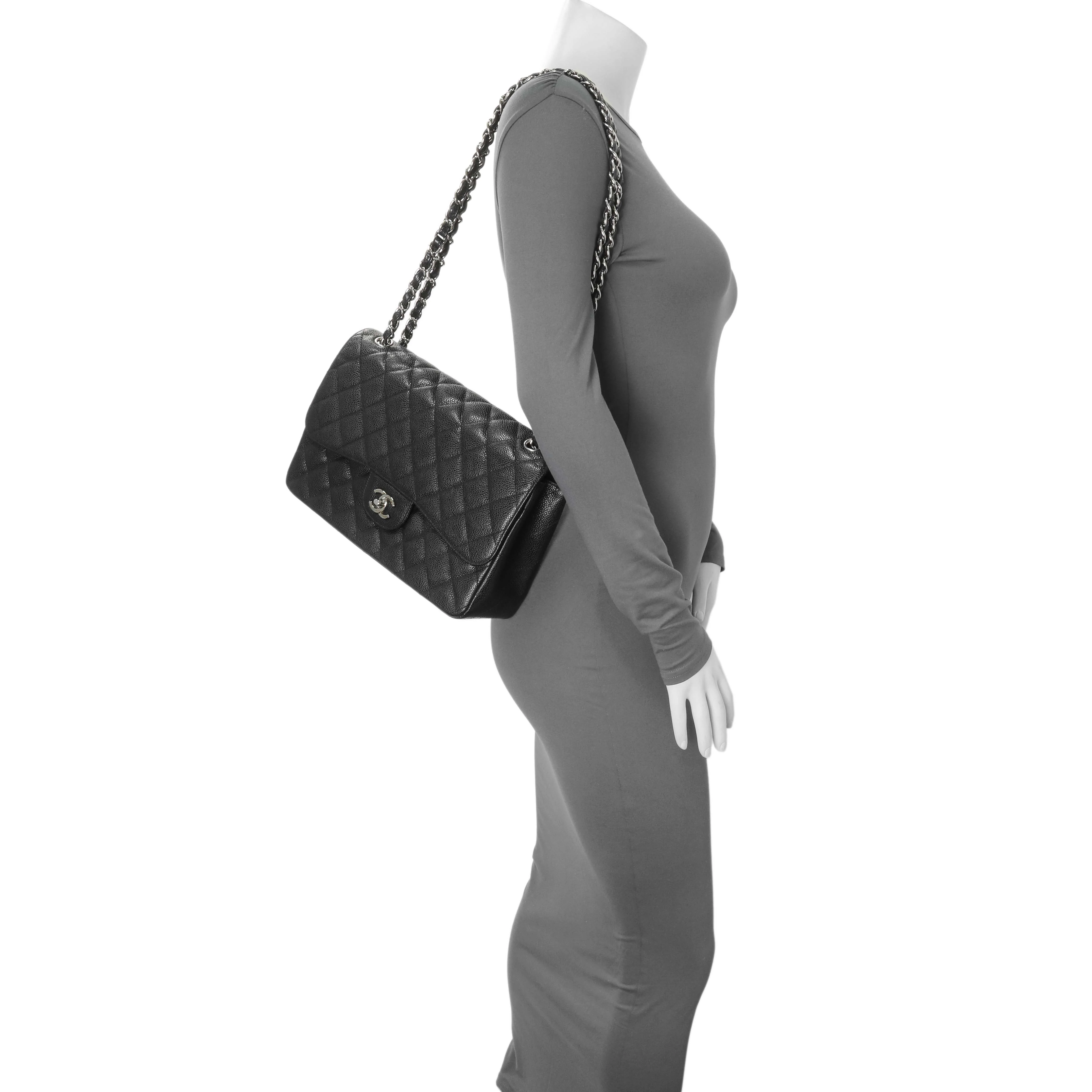 Chanel Black Caviar Jumbo Classic Double Flap - Image 11