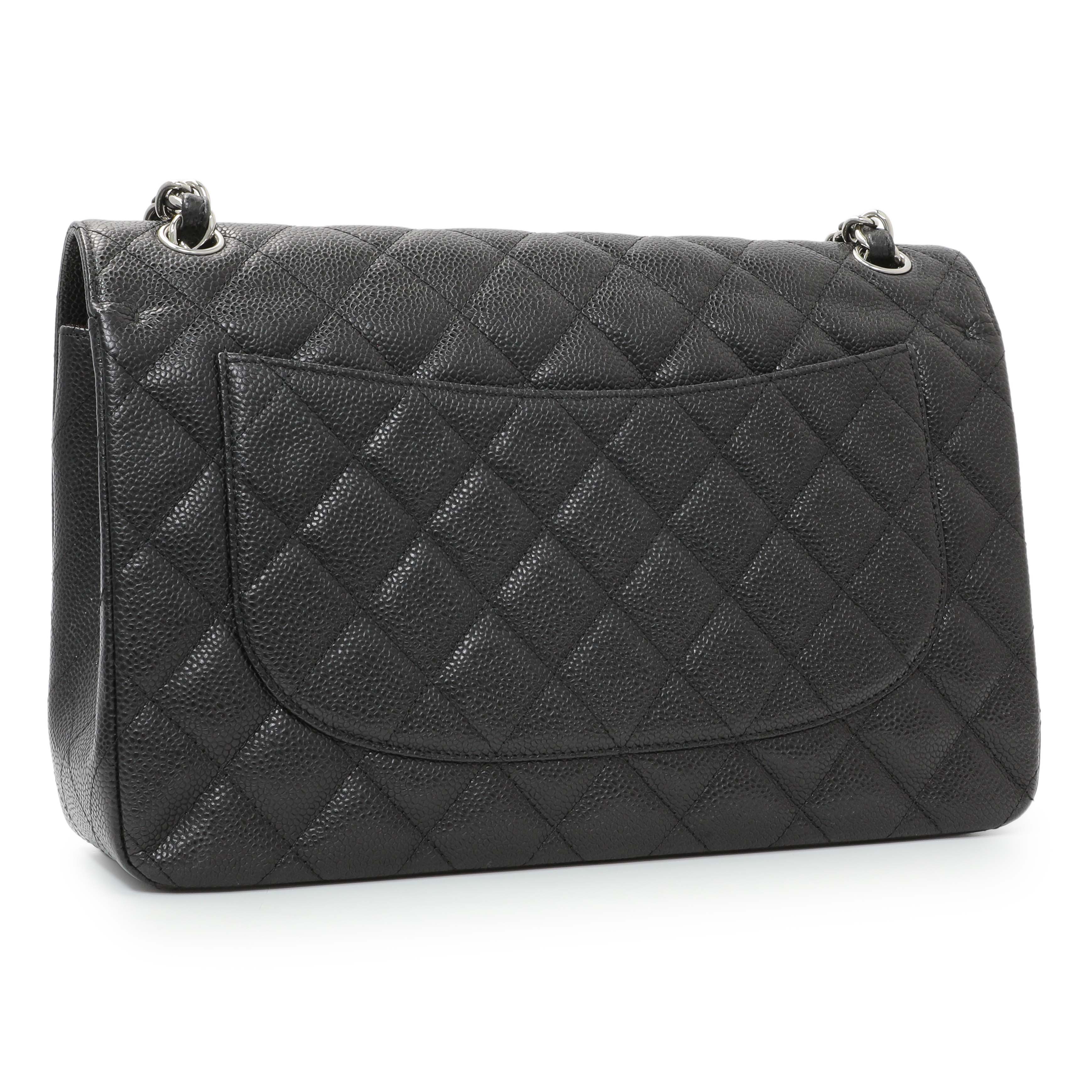 Chanel Black Caviar Jumbo Classic Double Flap - Image 2