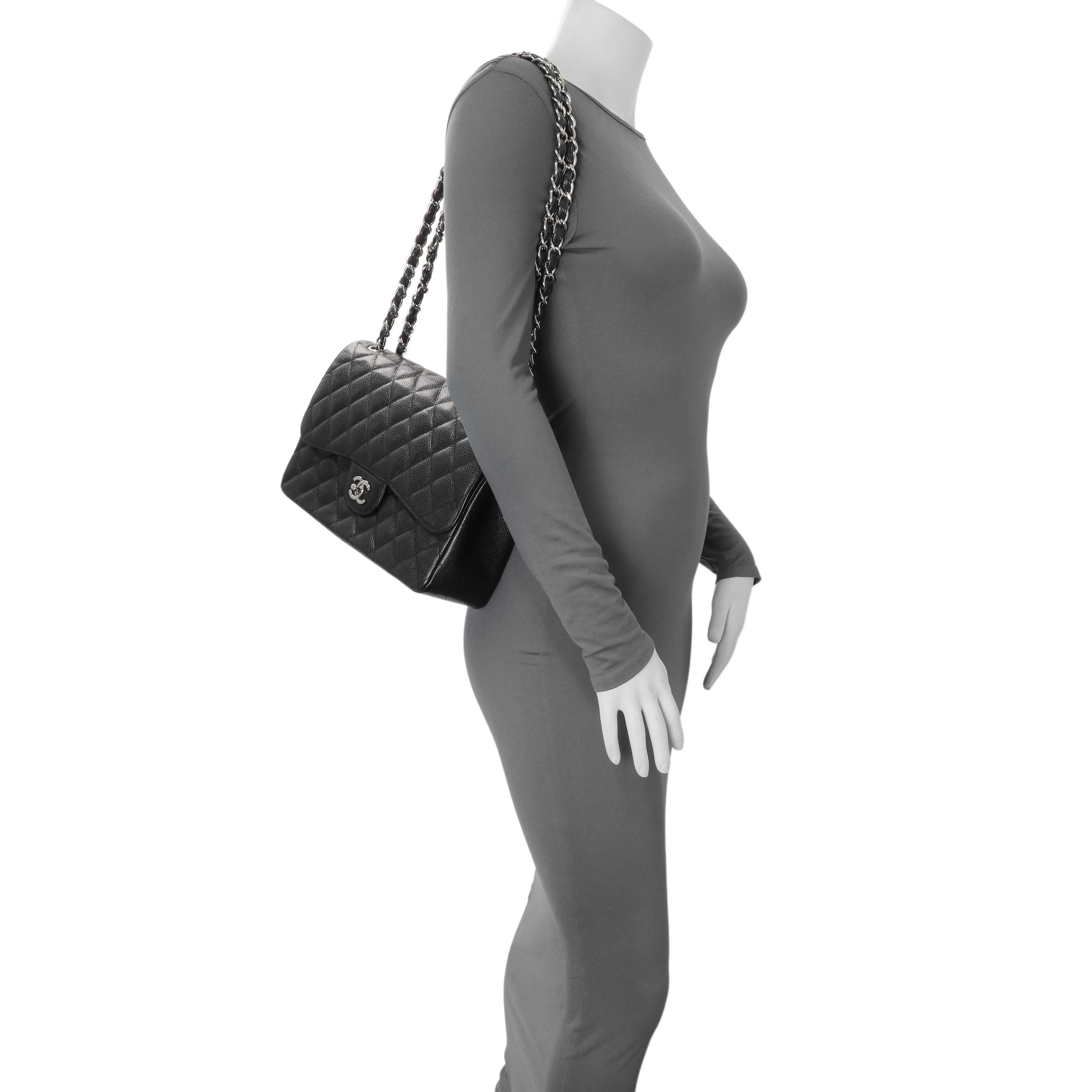 Chanel Black Caviar Jumbo Classic Double Flap - Image 11