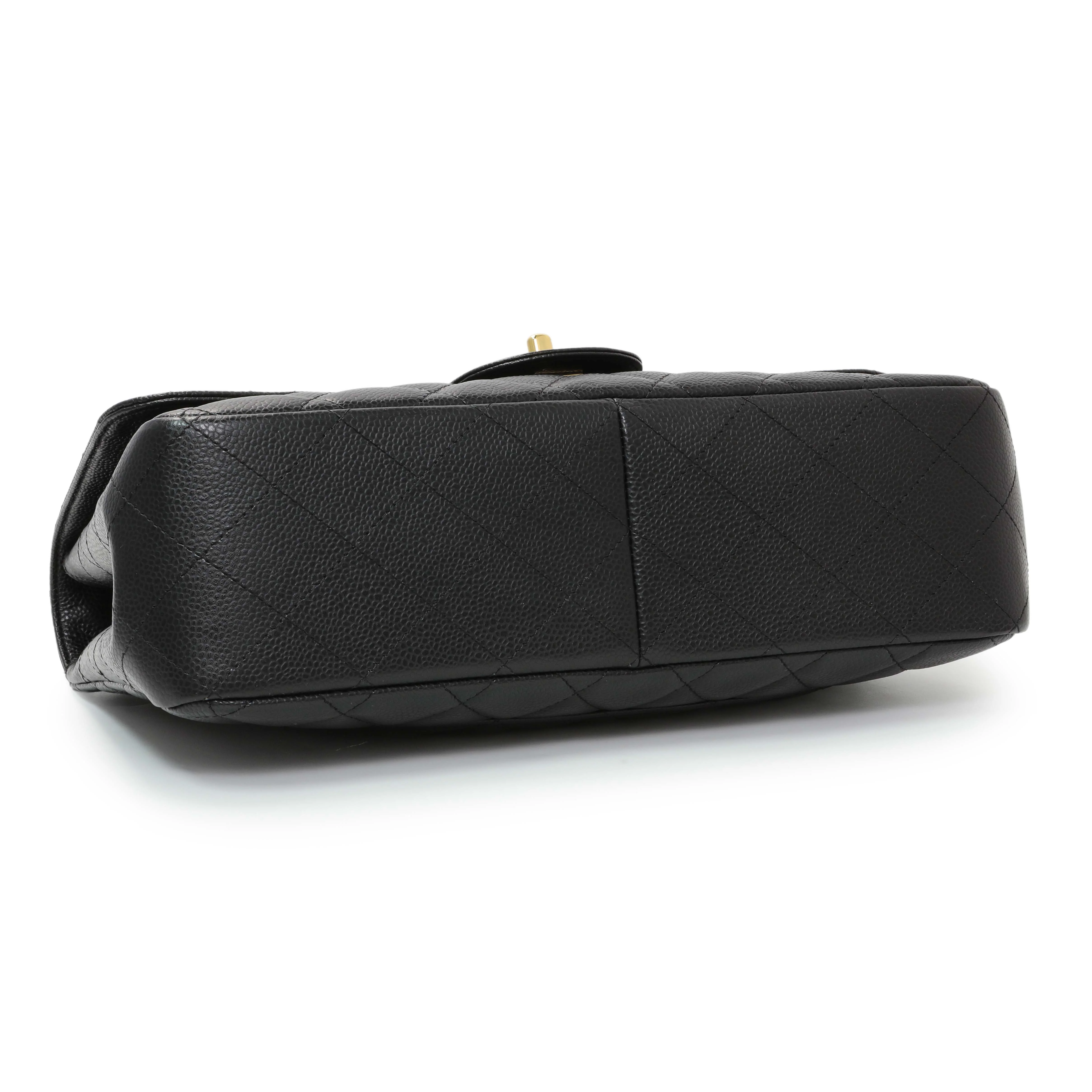 Chanel Black Caviar Jumbo Single Flap - Image 3