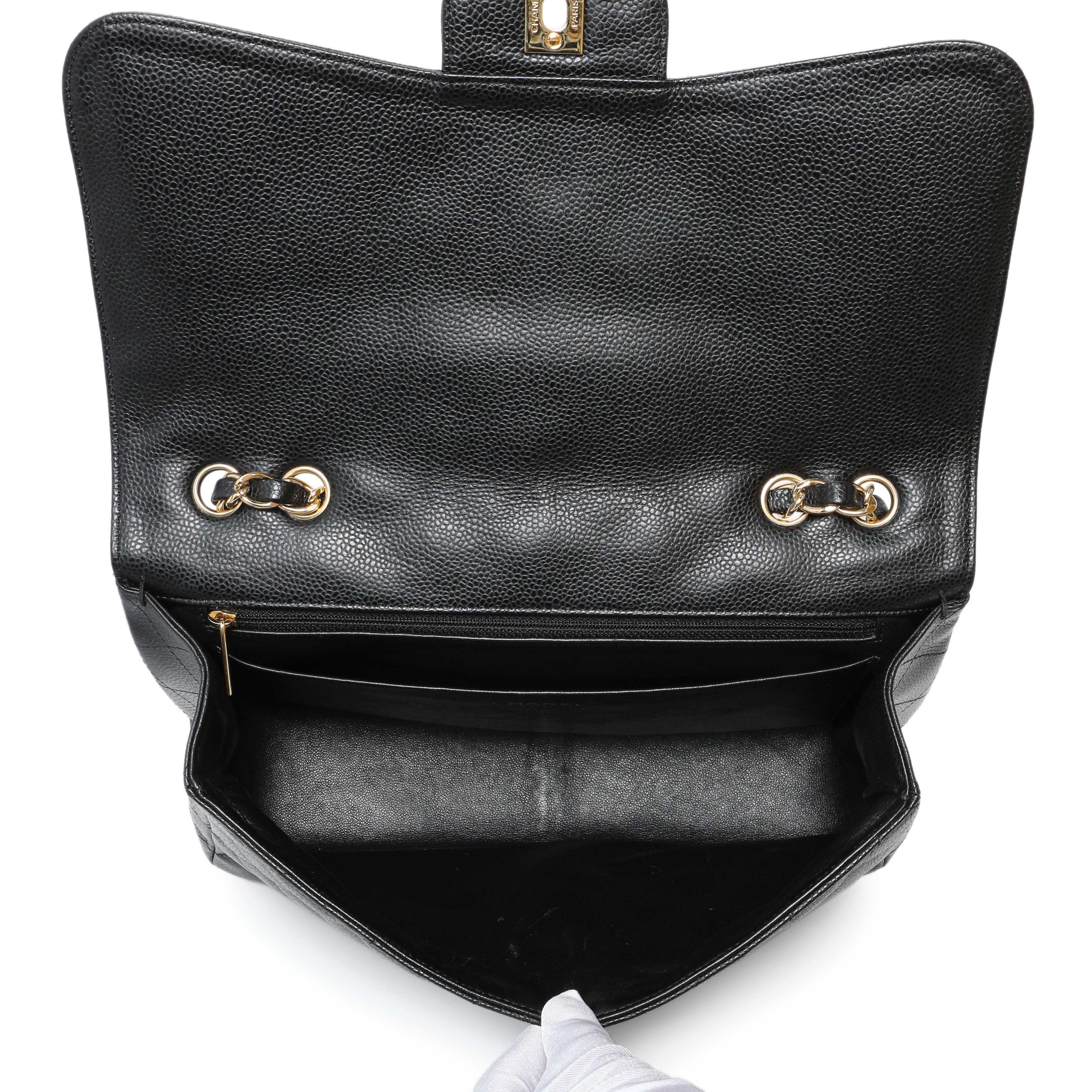 Chanel Black Caviar Jumbo Single Flap - Image 4