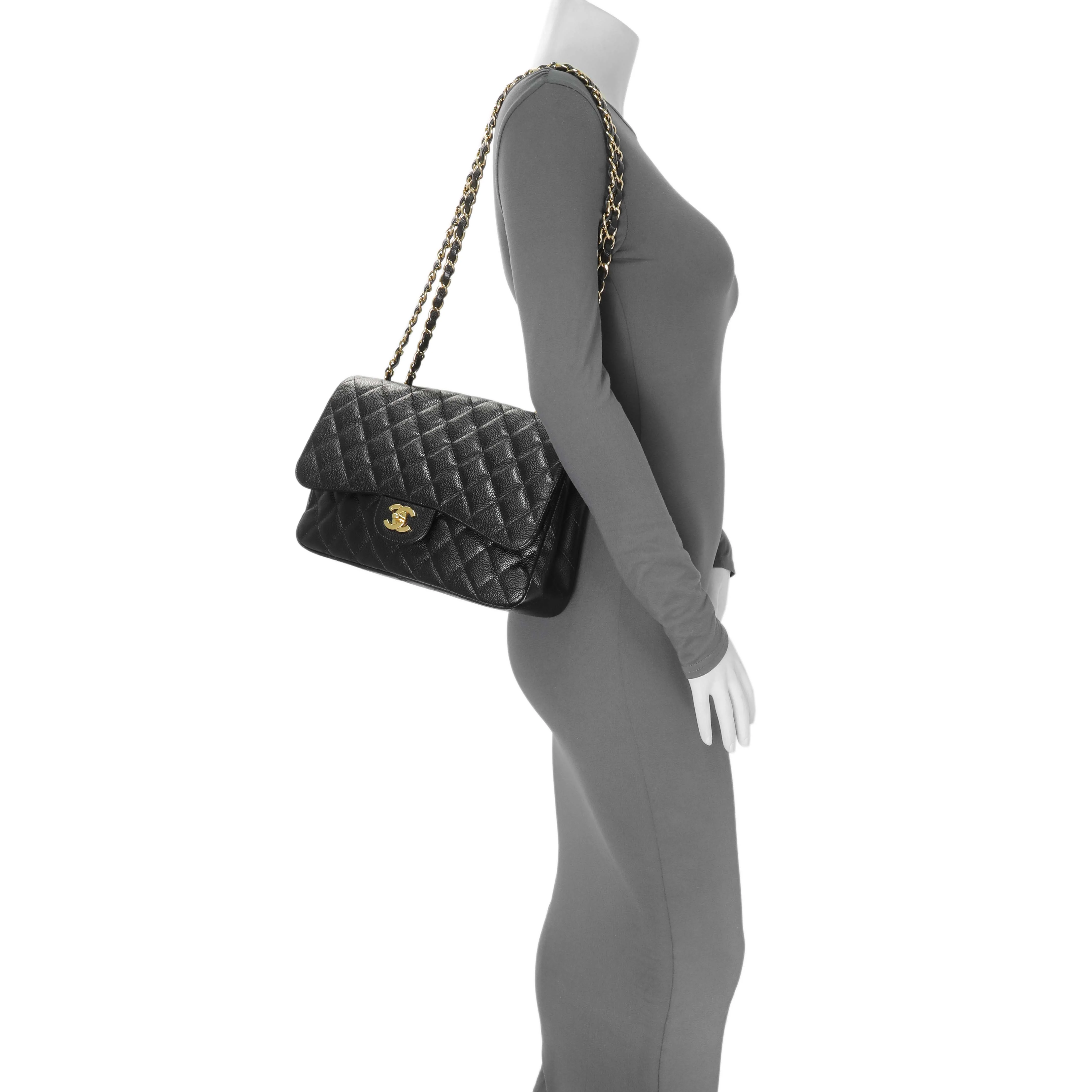 Chanel Black Caviar Jumbo Single Flap - Image 7