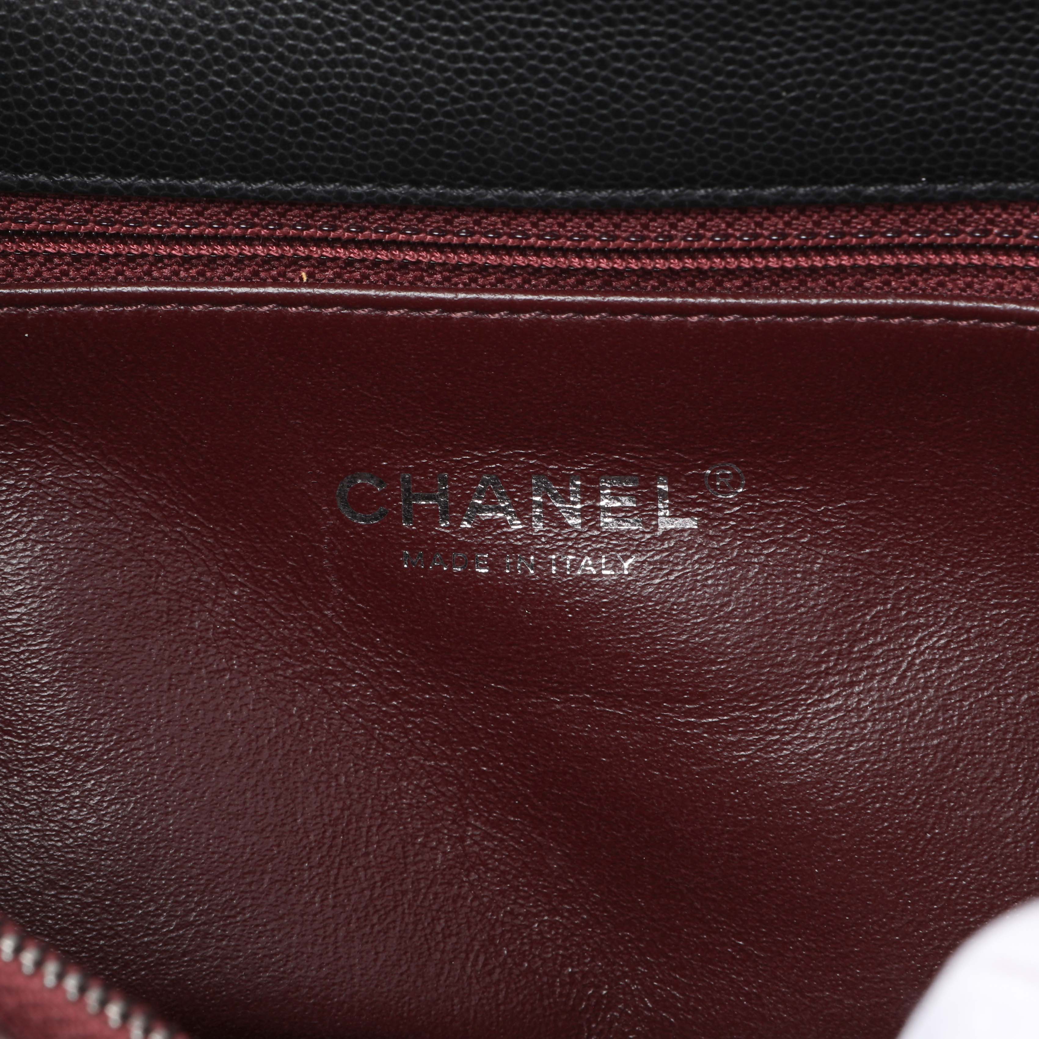 Chanel Black Caviar Lizard Embossed Quilted Small Coco Handle Flap - Image 6