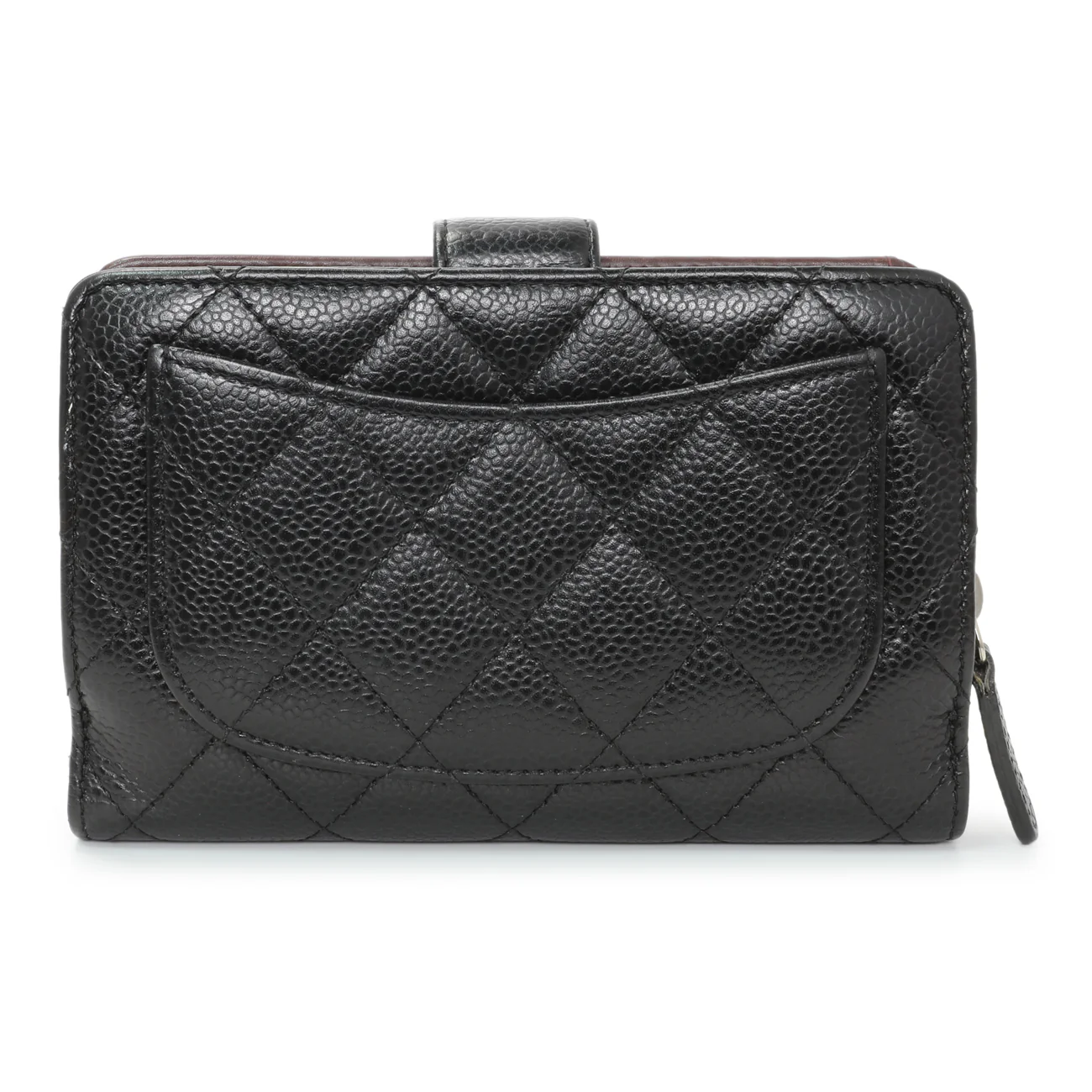Chanel Black Caviar Quilted CC French Wallet - Image 2