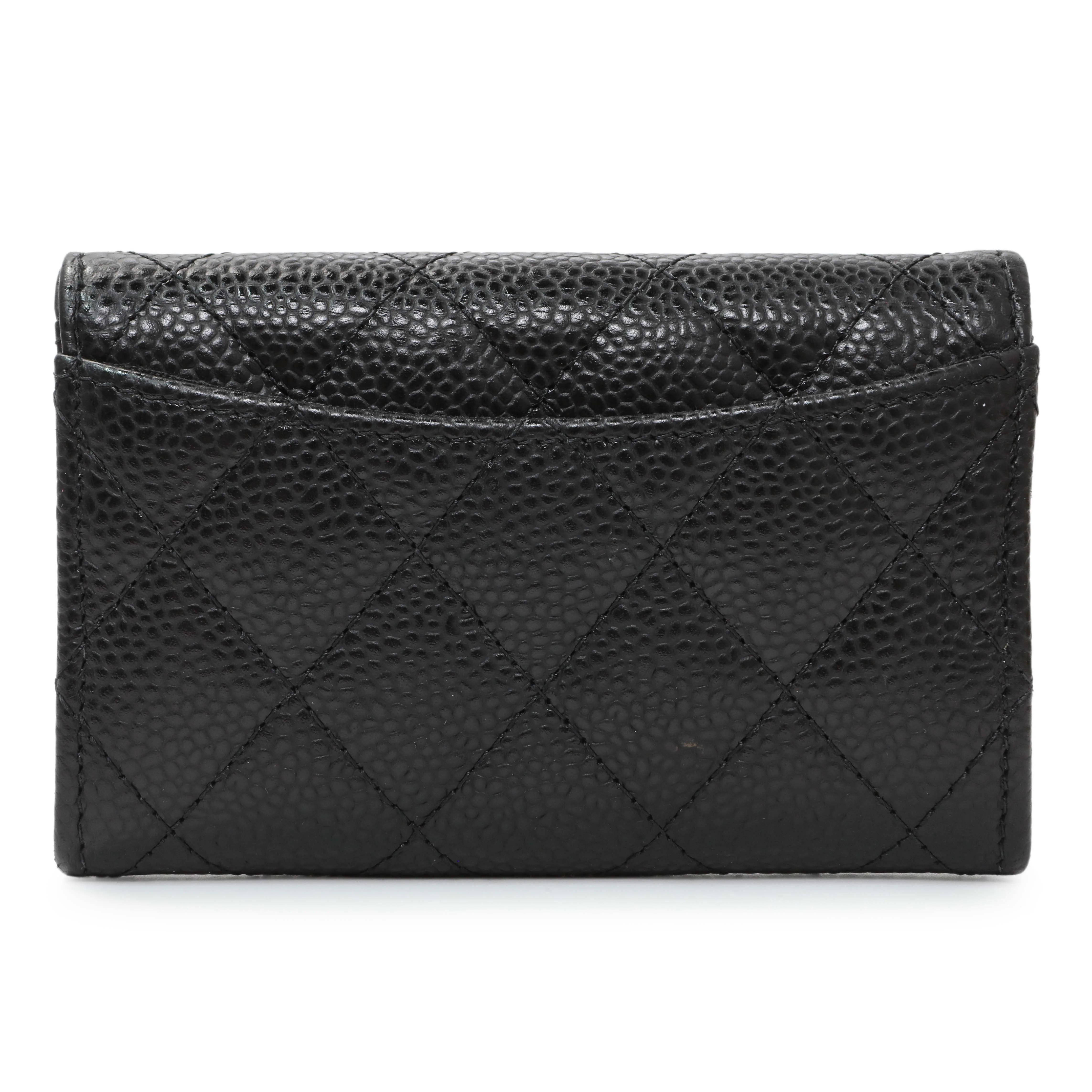Chanel Black Caviar Quilted Flap Card Holder Wallet - Image 2