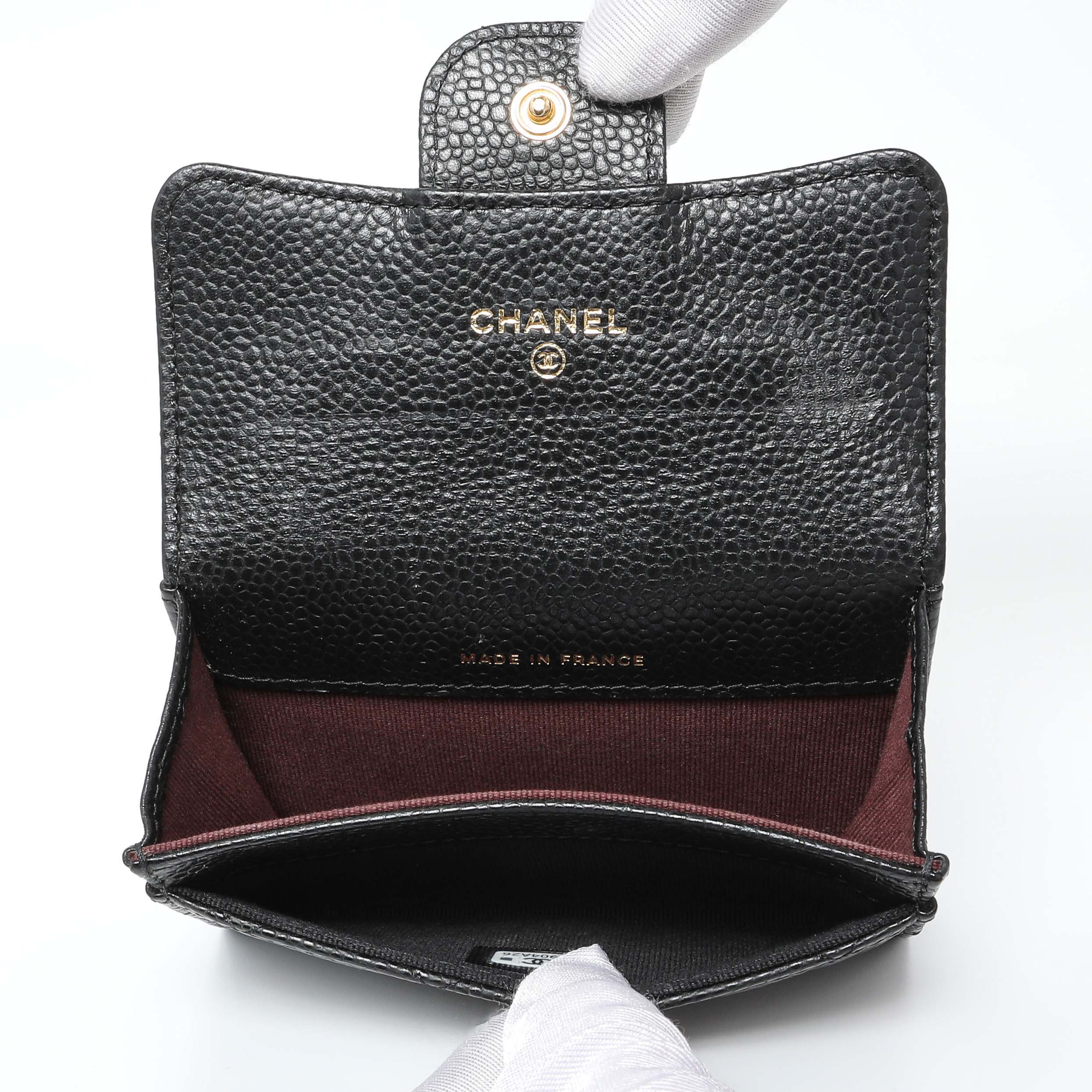Chanel Black Caviar Quilted Flap Card Holder Wallet - Image 4
