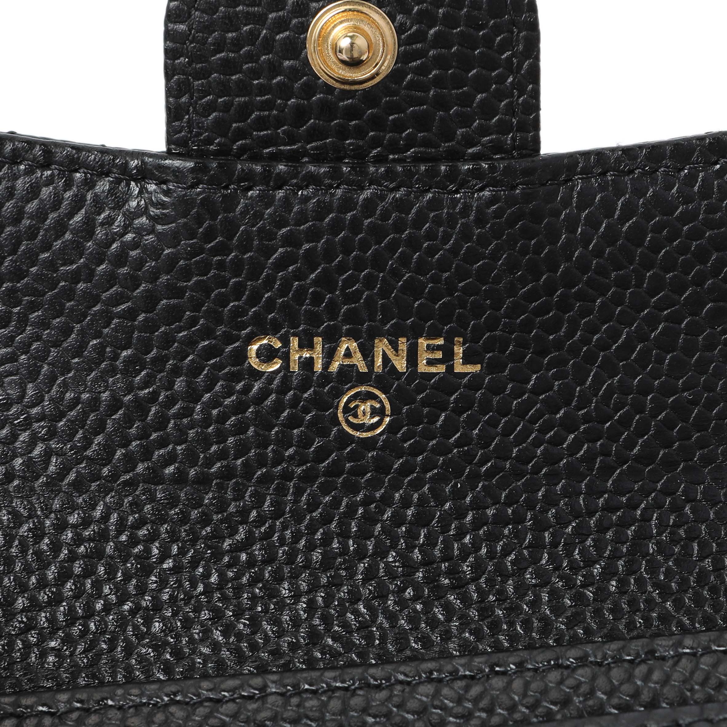 Chanel Black Caviar Quilted Flap Card Holder Wallet - Image 5