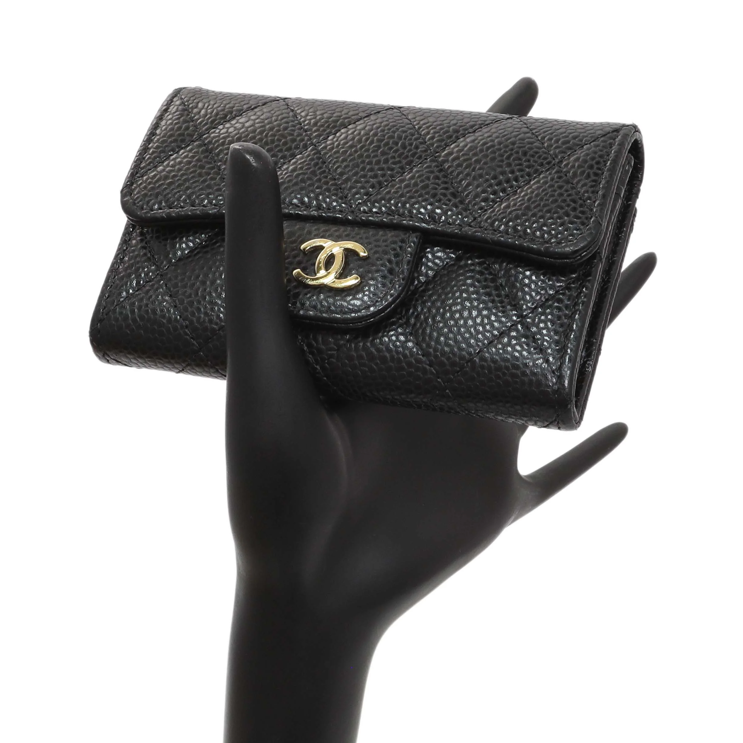Chanel Black Caviar Quilted Flap Card Holder Wallet - Image 9