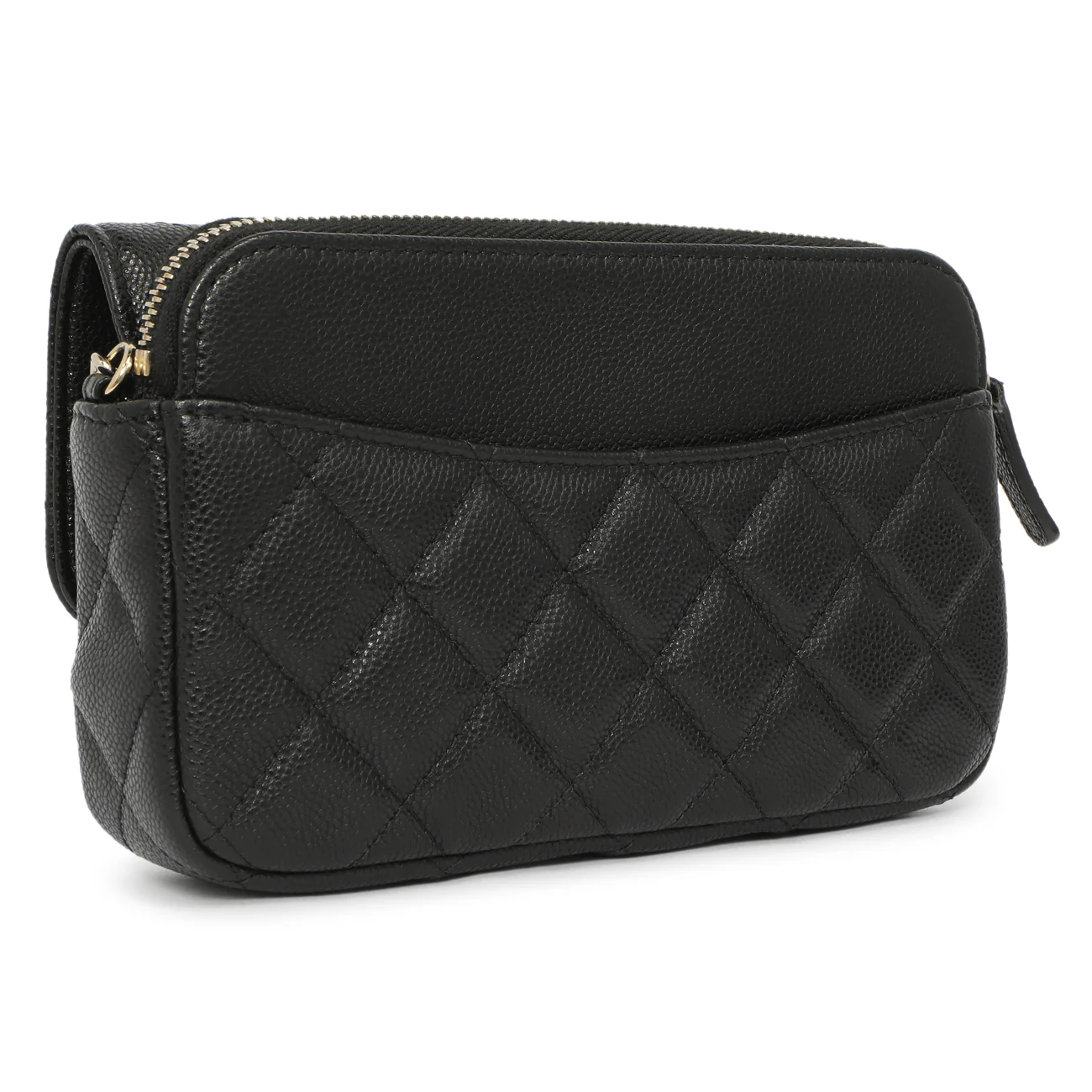 Chanel Black Caviar Quilted Flap Phone Holder With Chain - Image 2
