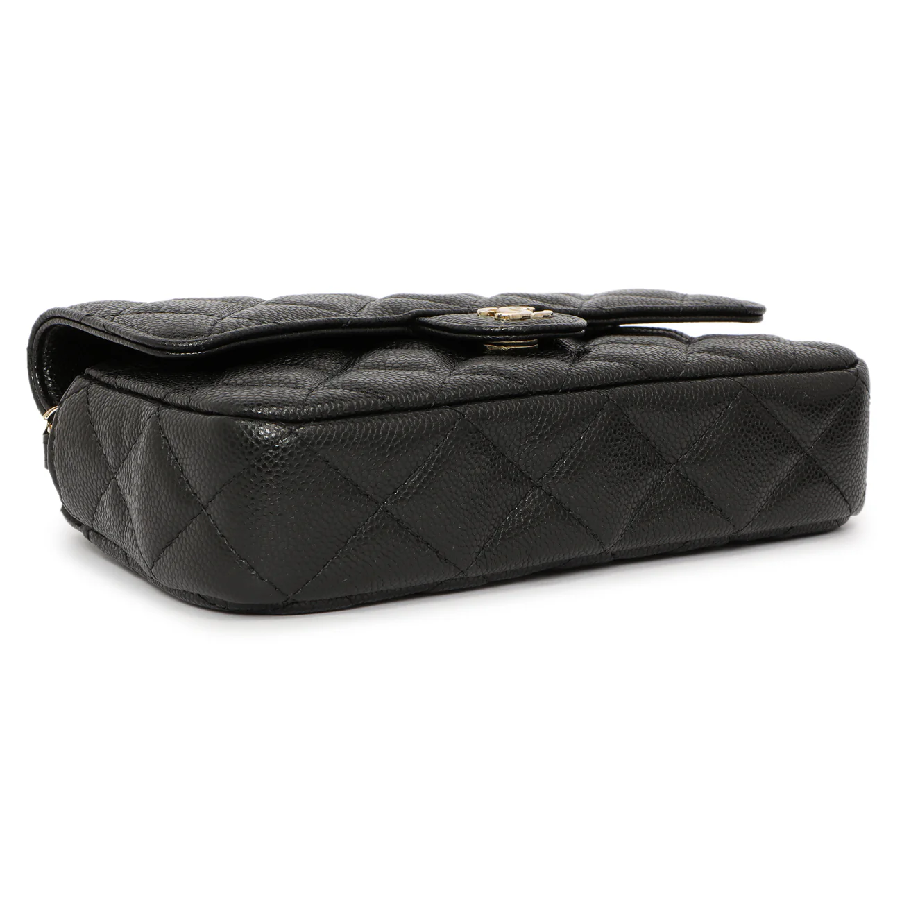 Chanel Black Caviar Quilted Flap Phone Holder With Chain - Image 3