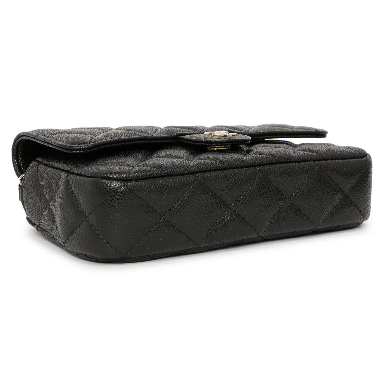 Chanel Black Caviar Quilted Flap Phone Holder With Chain - Image 3