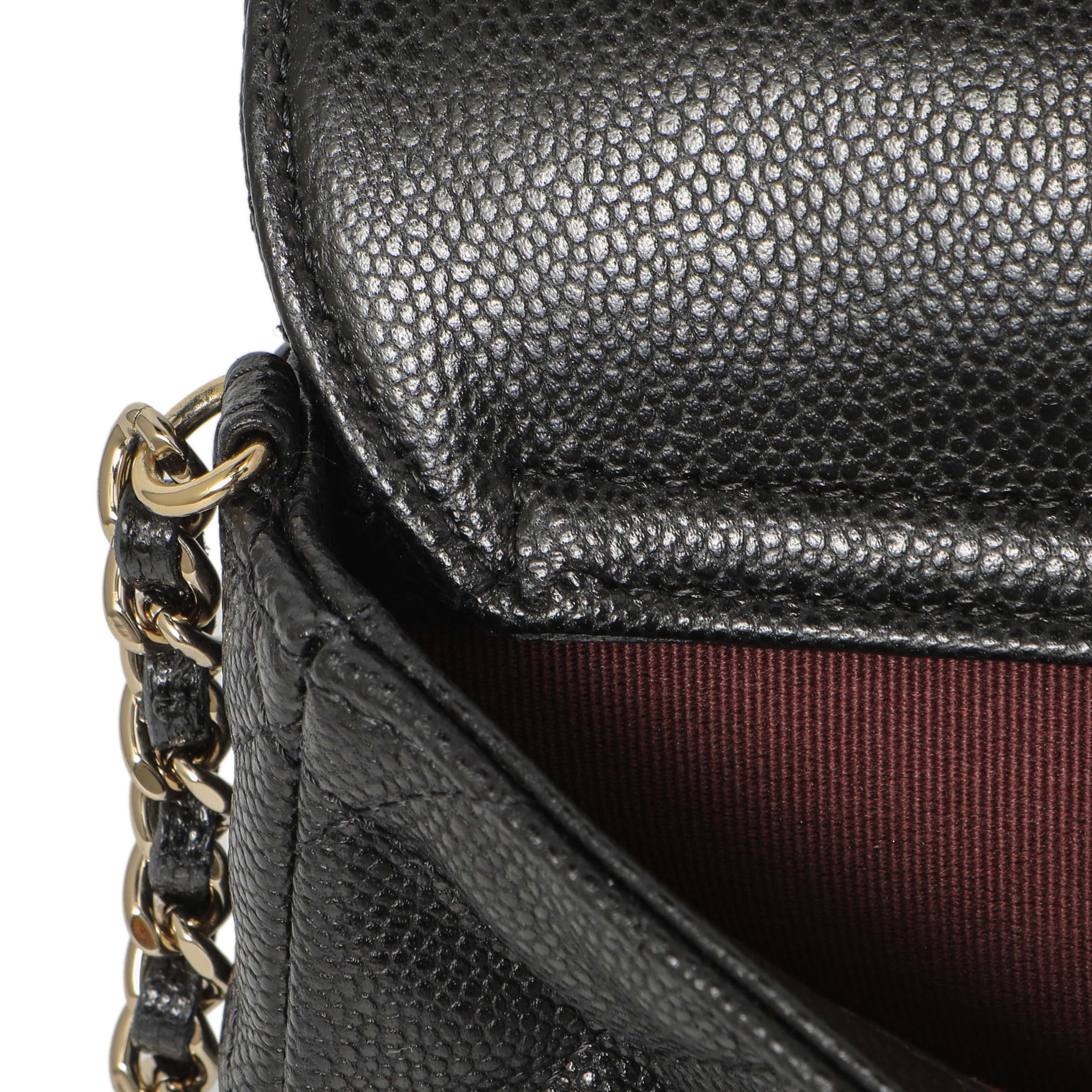 Chanel Black Caviar Quilted Flap Phone Holder With Chain - Image 8