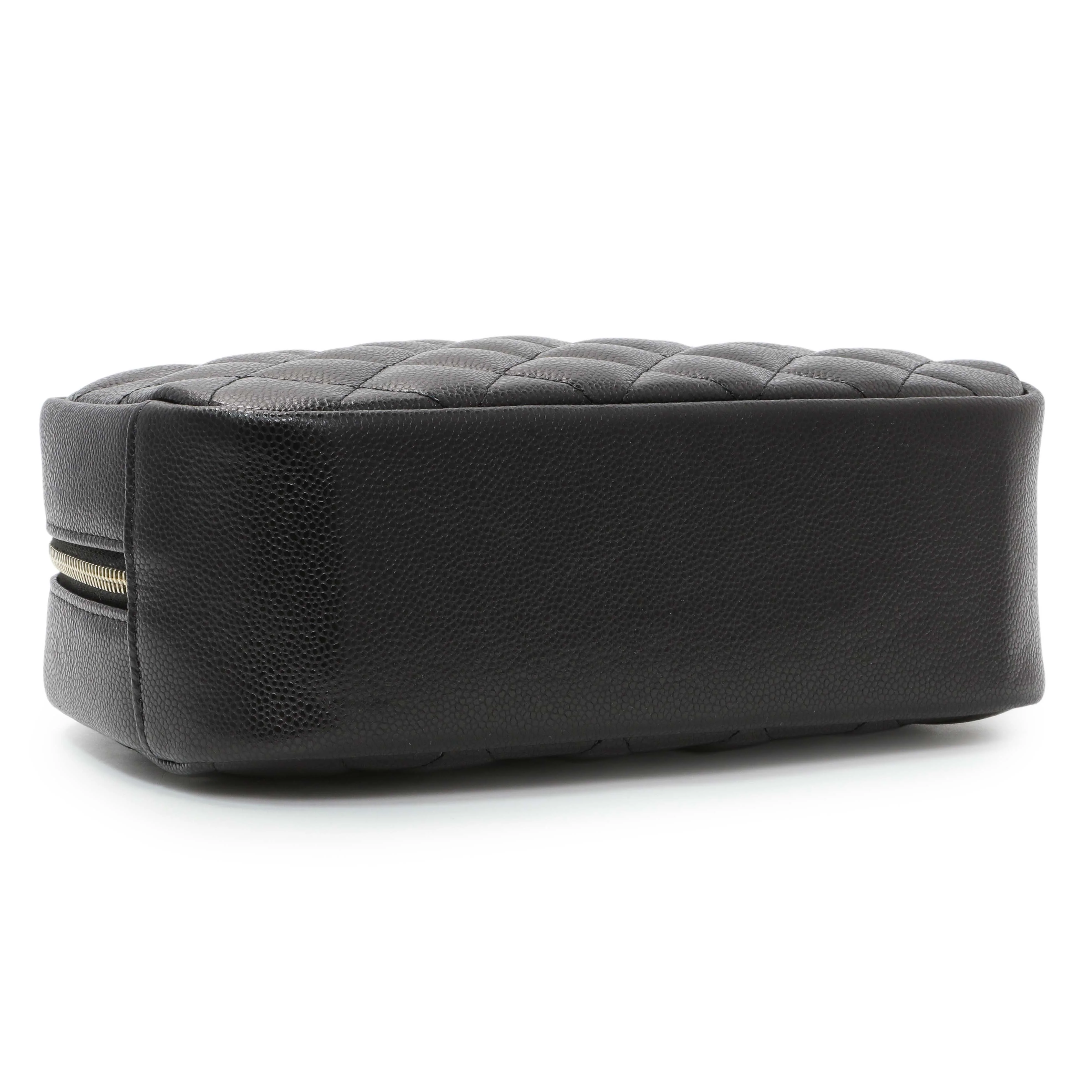 Chanel Black Caviar Quilted Medium Curvy Pouch Cosmetic Case - Image 3