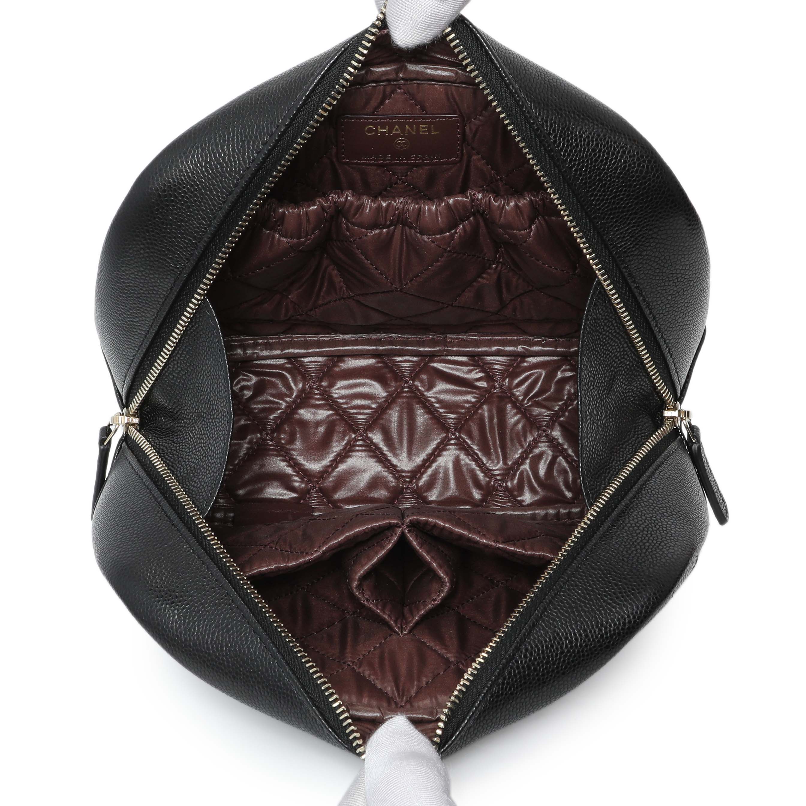 Chanel Black Caviar Quilted Medium Curvy Pouch Cosmetic Case - Image 4