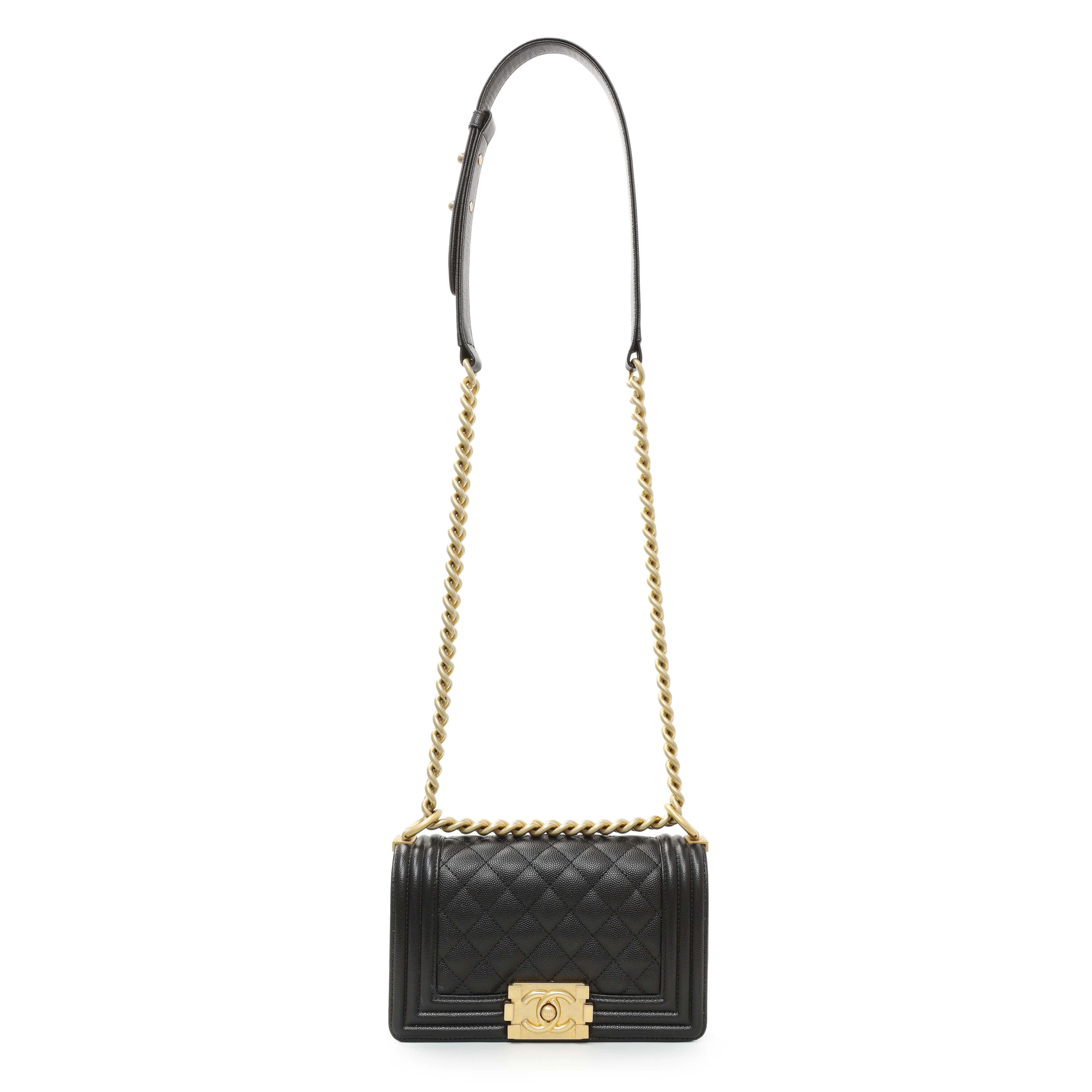 Chanel Black Caviar Quilted Small Boy Flap